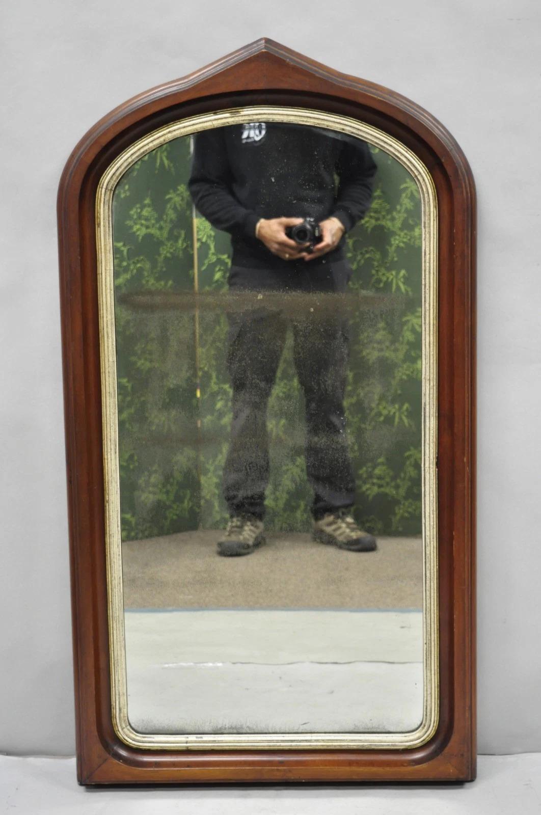 Antique Mirror americano ad arco in legno di mogano con cornice in vetro da parete in vendita 9