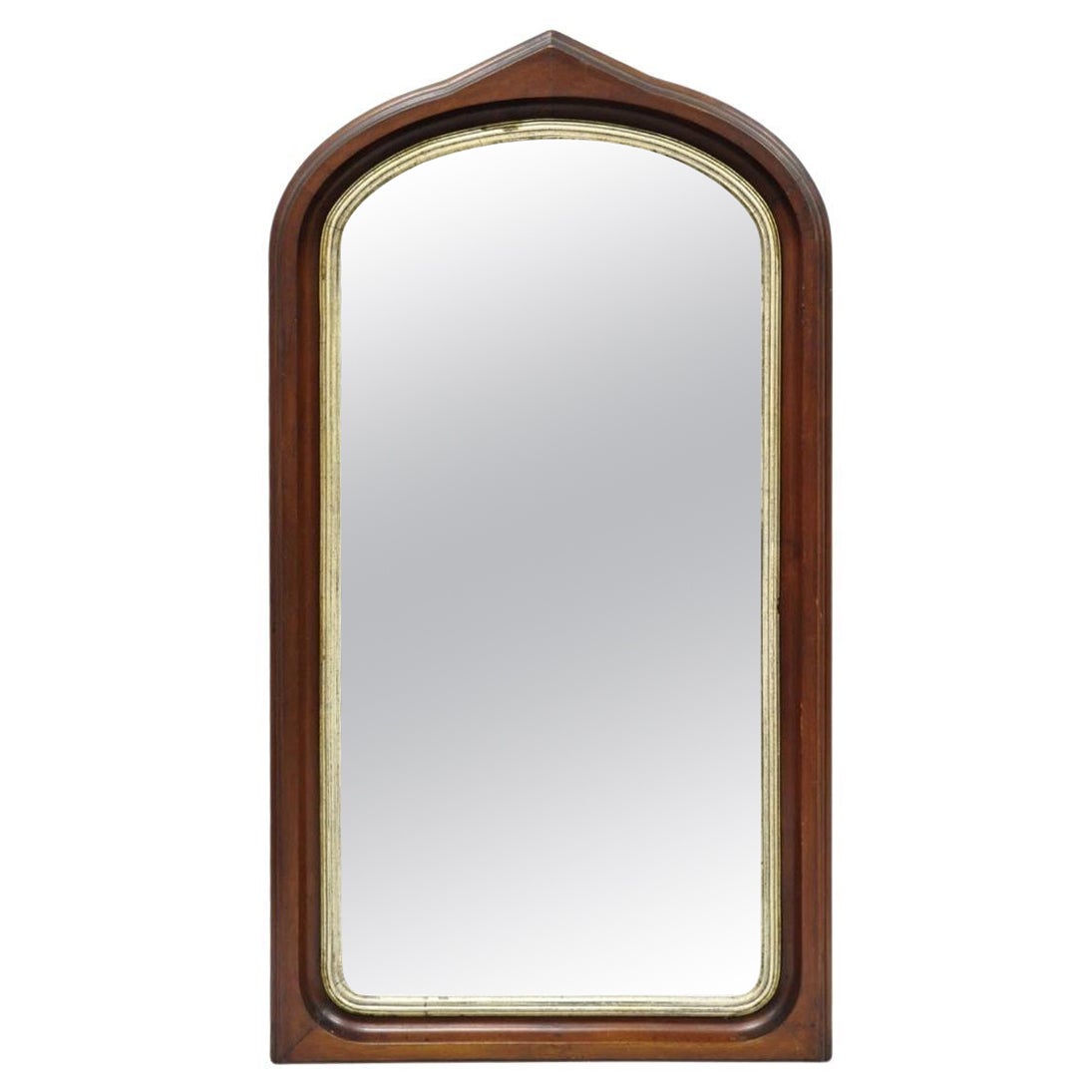 Antique Mirror americano ad arco in legno di mogano con cornice in vetro da parete