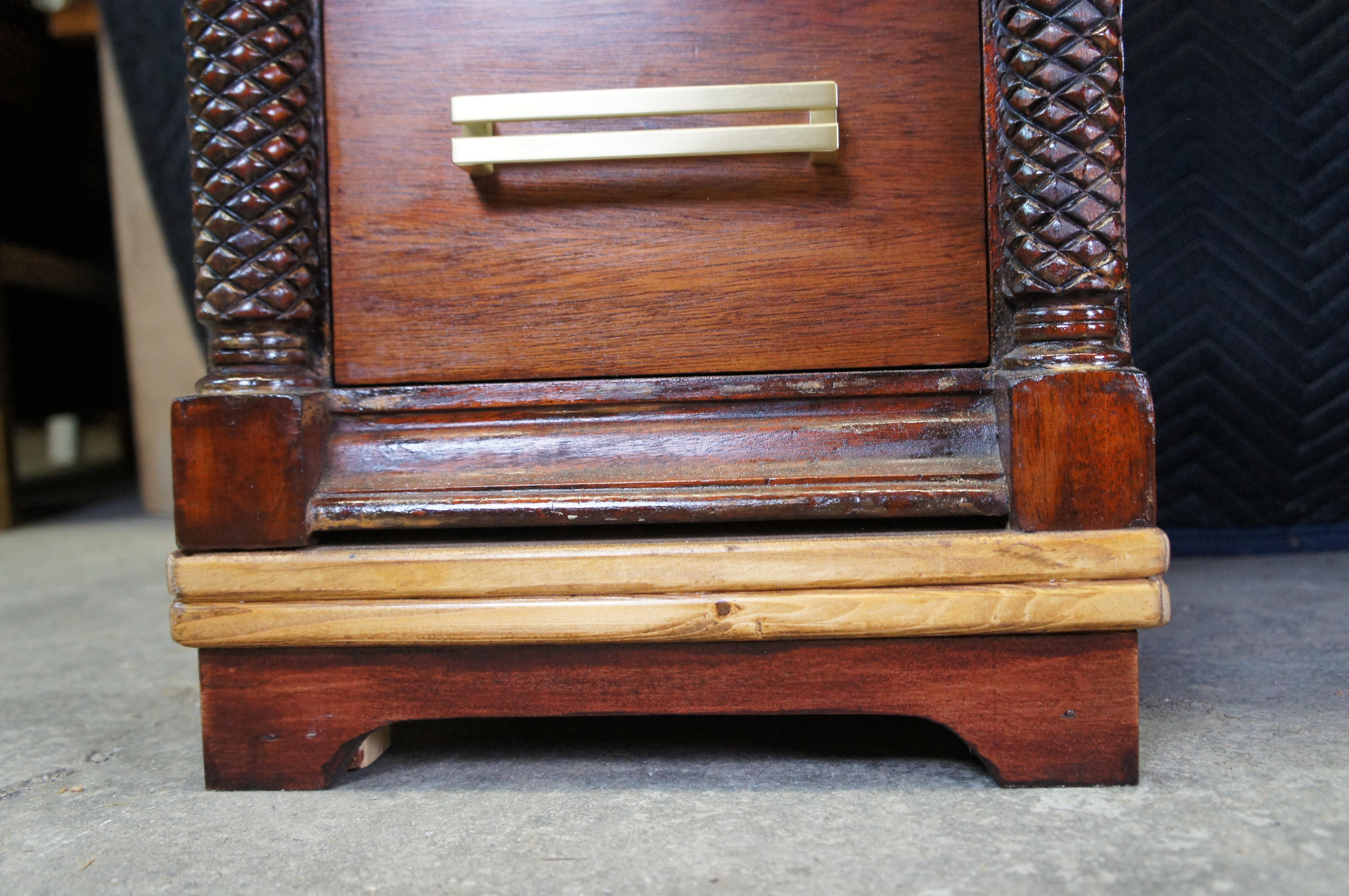 Antiguo Escritorio Americano Imperio Art Decó de Pino Caoba Flameado 49