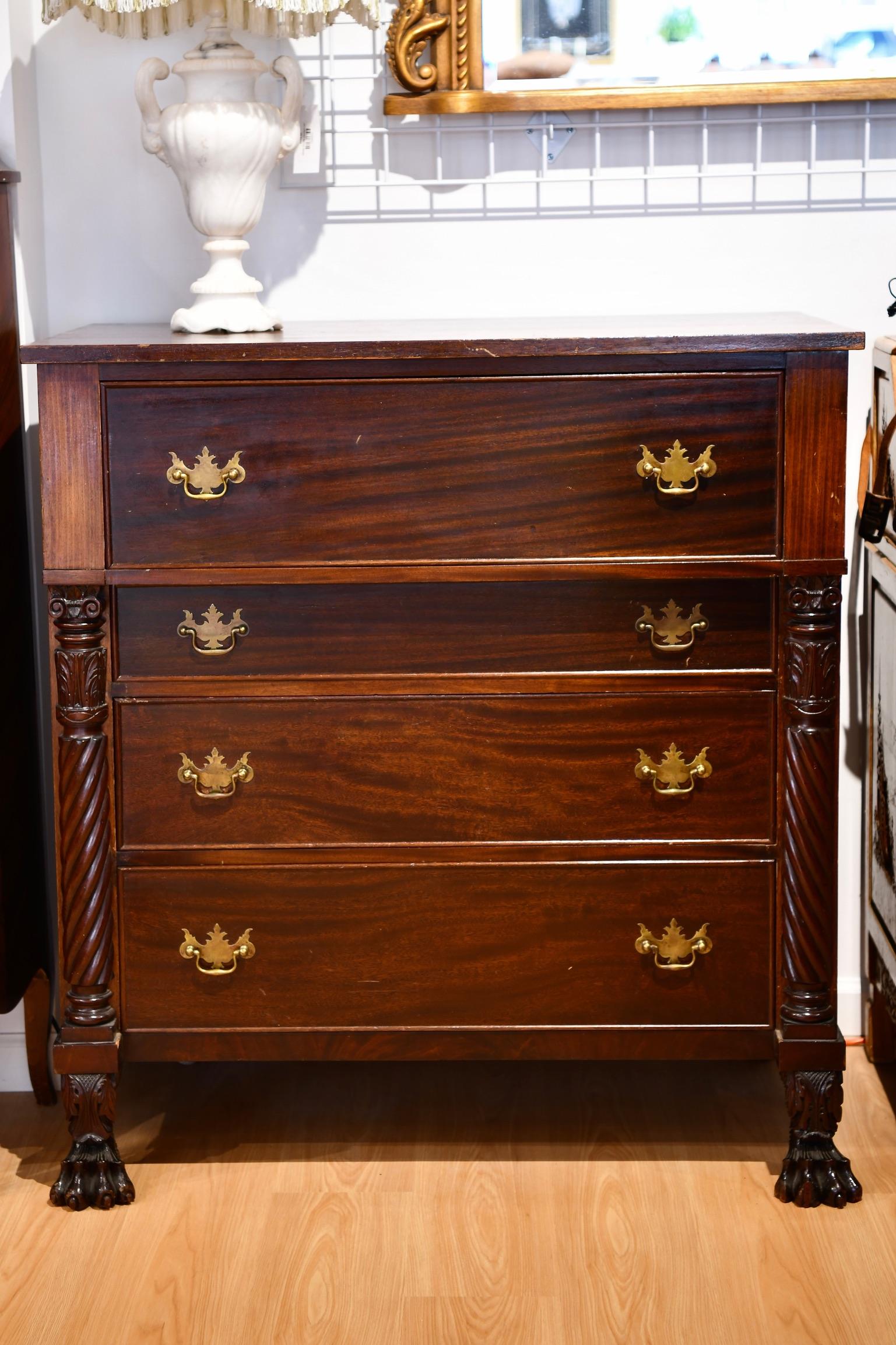 Antique American Empire Bachelor's Chest of Drawers For Sale 3
