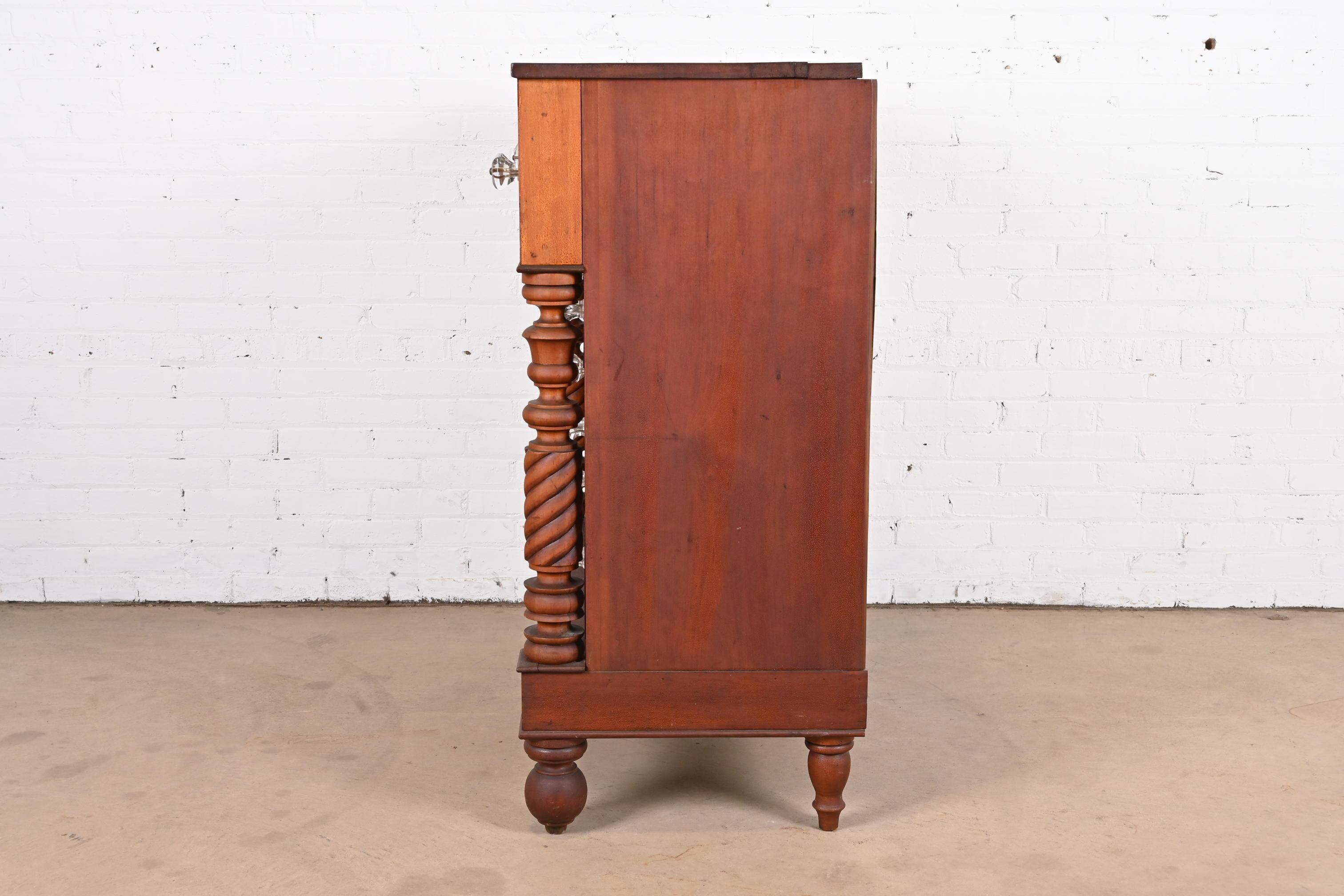 Antique American Empire Burled Mahogany Chest of Drawers, Circa 1820s For Sale 8
