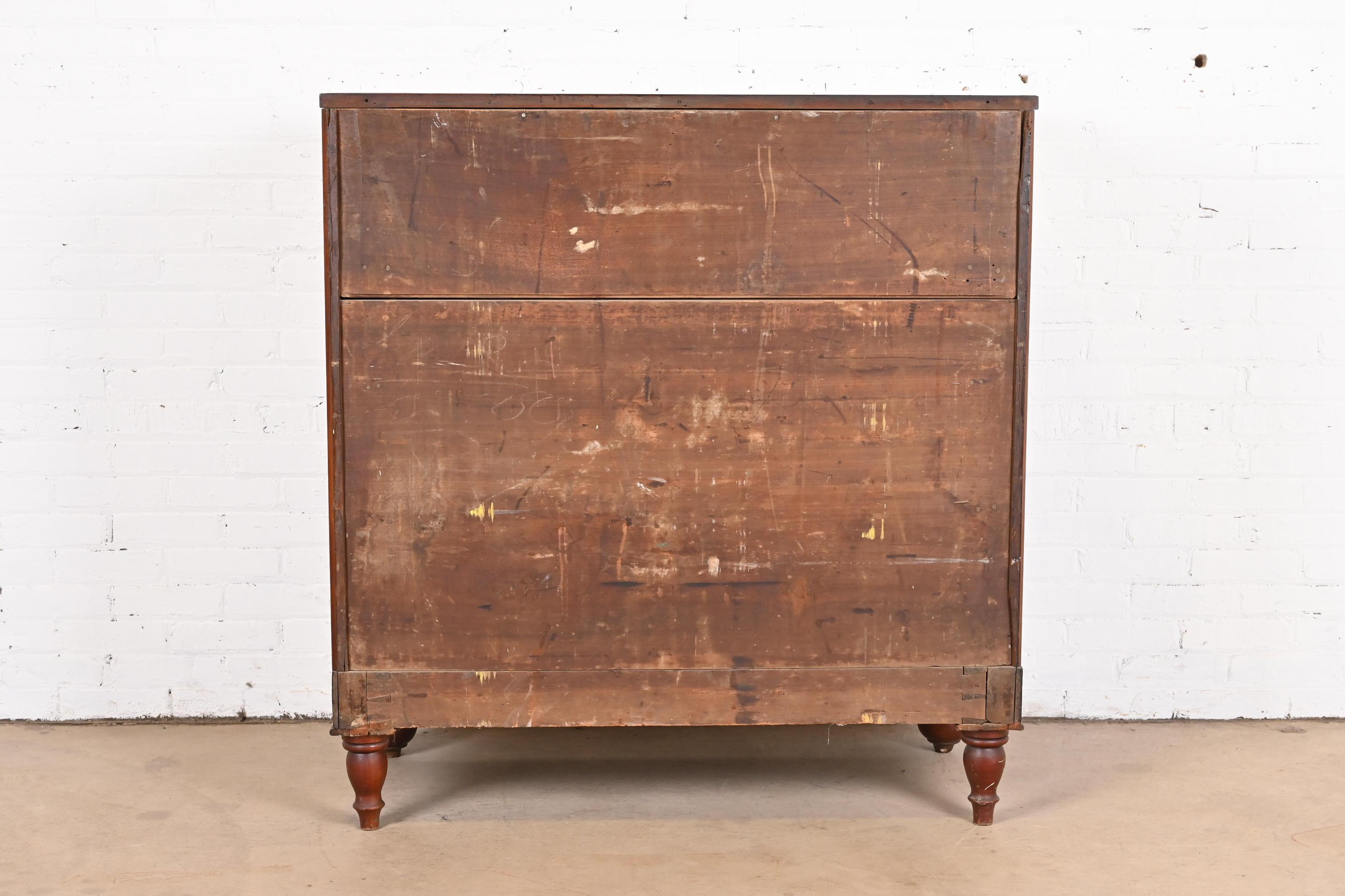 Antique American Empire Burled Mahogany Chest of Drawers, Circa 1820s For Sale 9