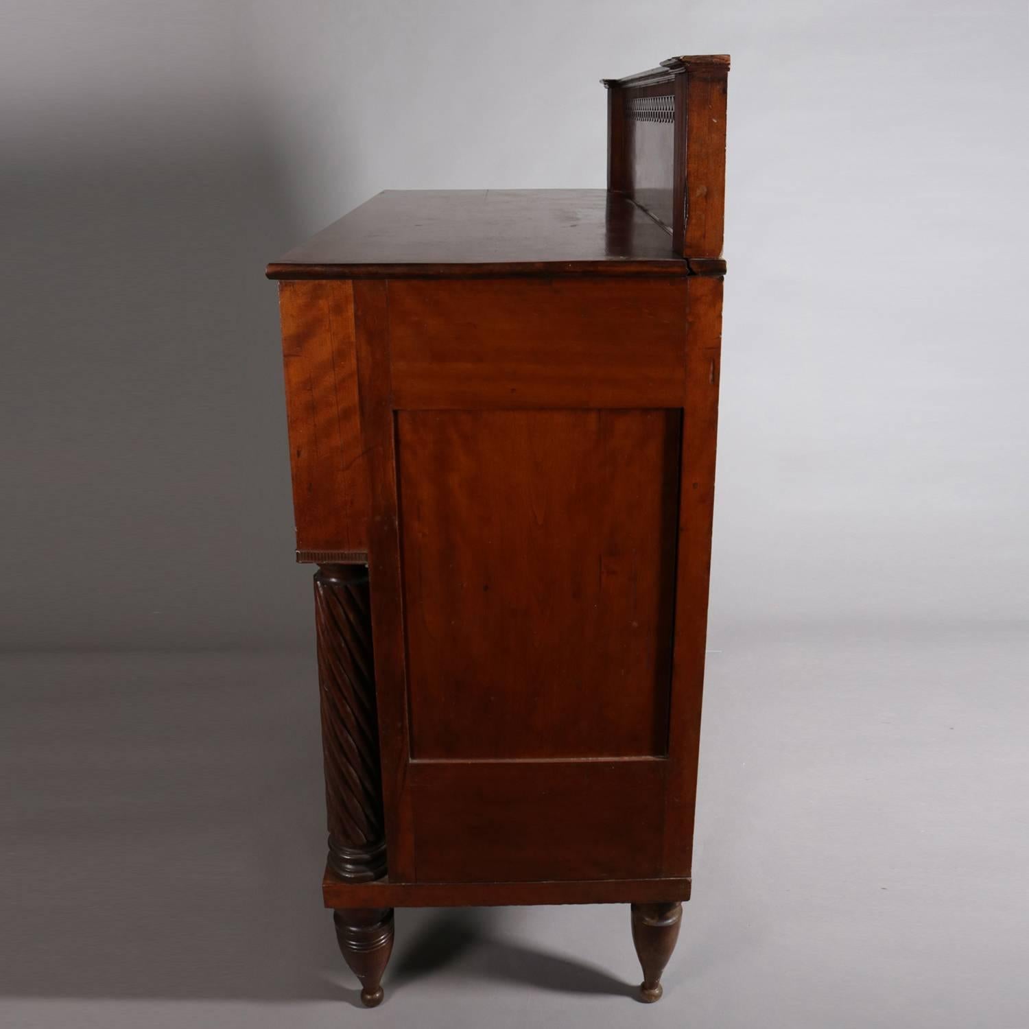 Hand-Carved Antique American Empire Carved Cherry and Bird’s-Eye Maple Chest of Drawers