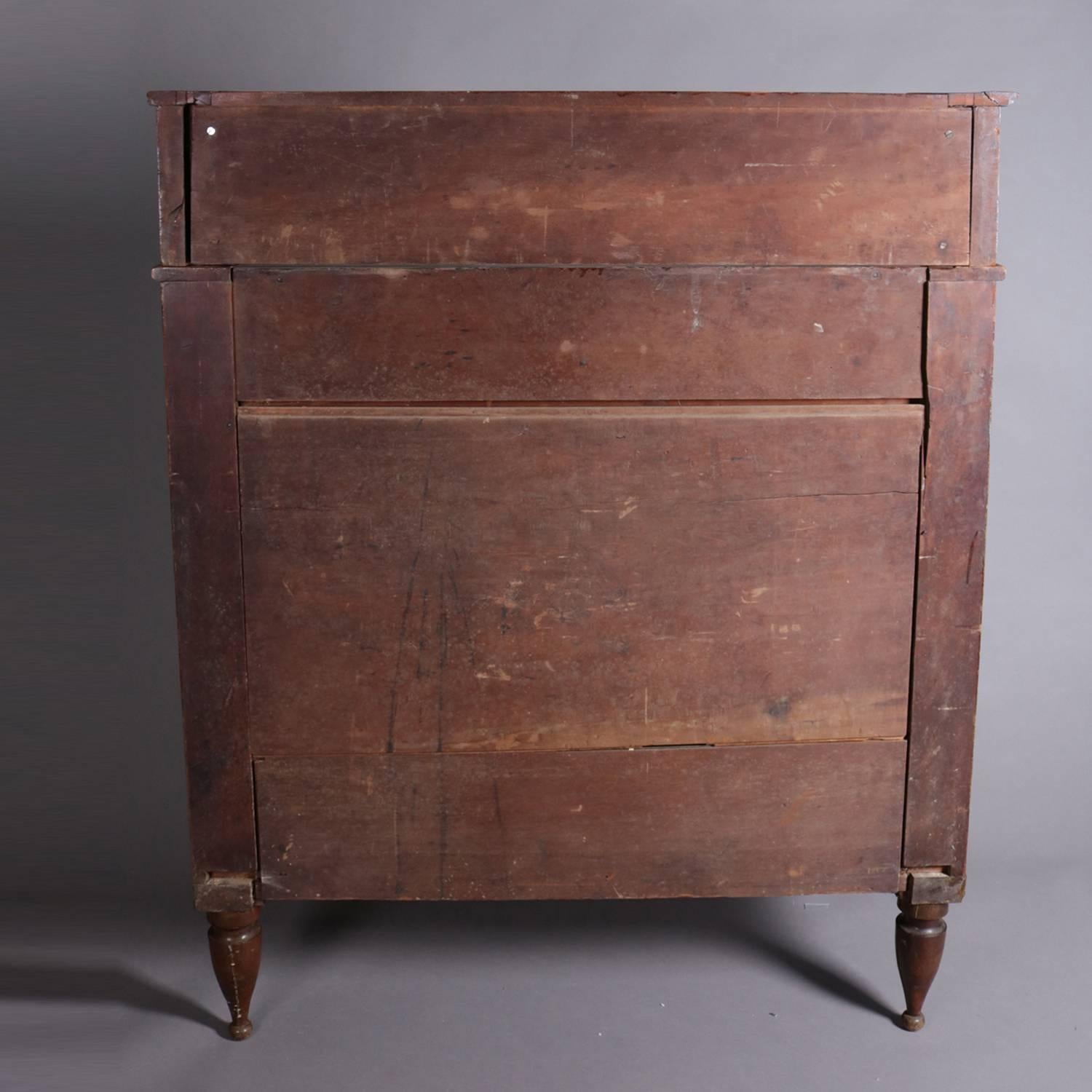 Antique American Empire Carved Cherry and Bird’s-Eye Maple Chest of Drawers In Excellent Condition In Big Flats, NY