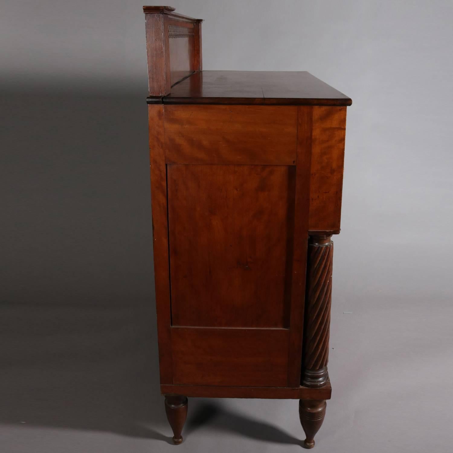 19th Century Antique American Empire Carved Cherry and Bird’s-Eye Maple Chest of Drawers