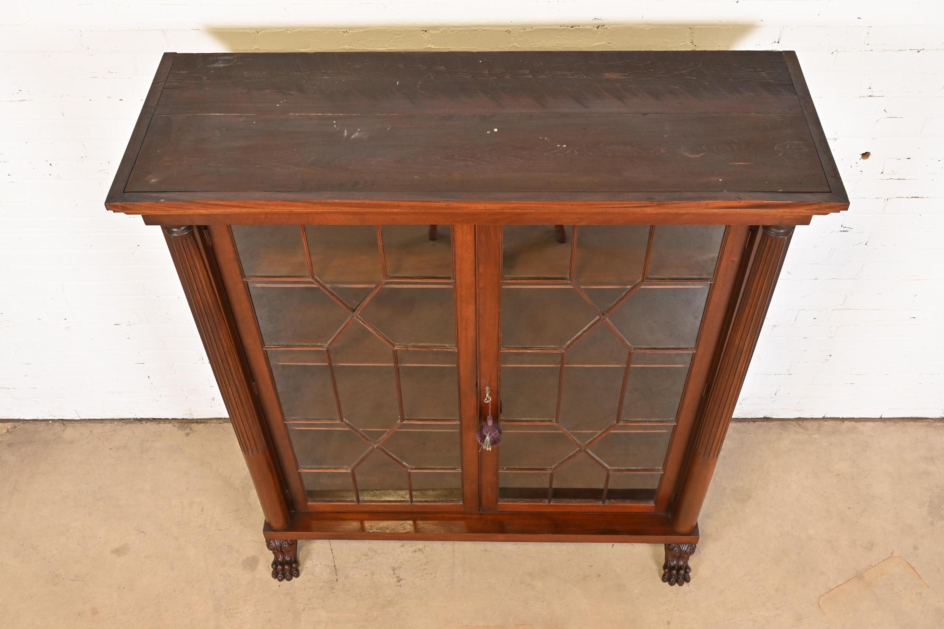 Antique American Empire Carved Mahogany Bookcase in the Manner of R.J. Horner For Sale 7