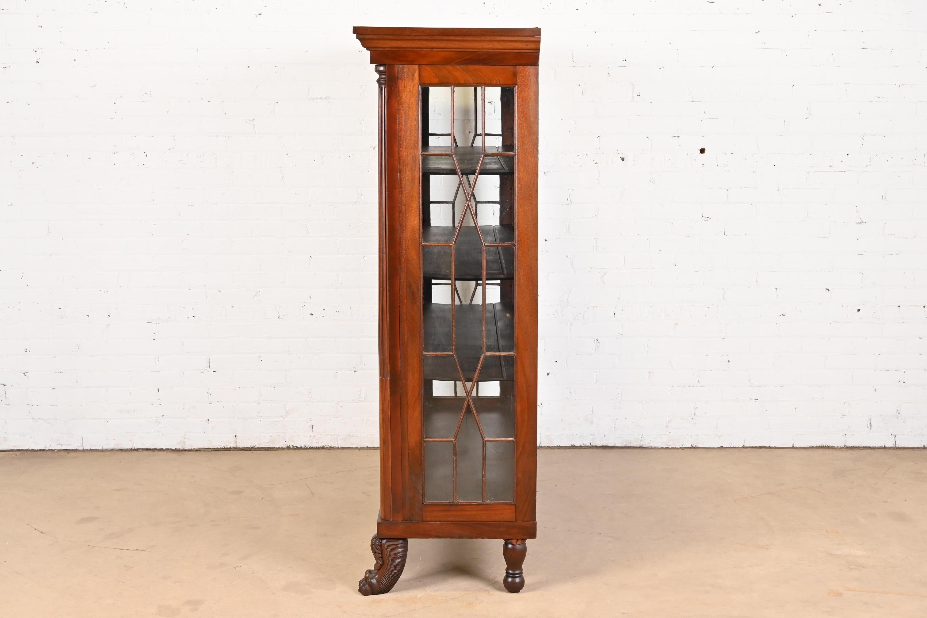 Antique American Empire Carved Mahogany Bookcase in the Manner of R.J. Horner For Sale 8