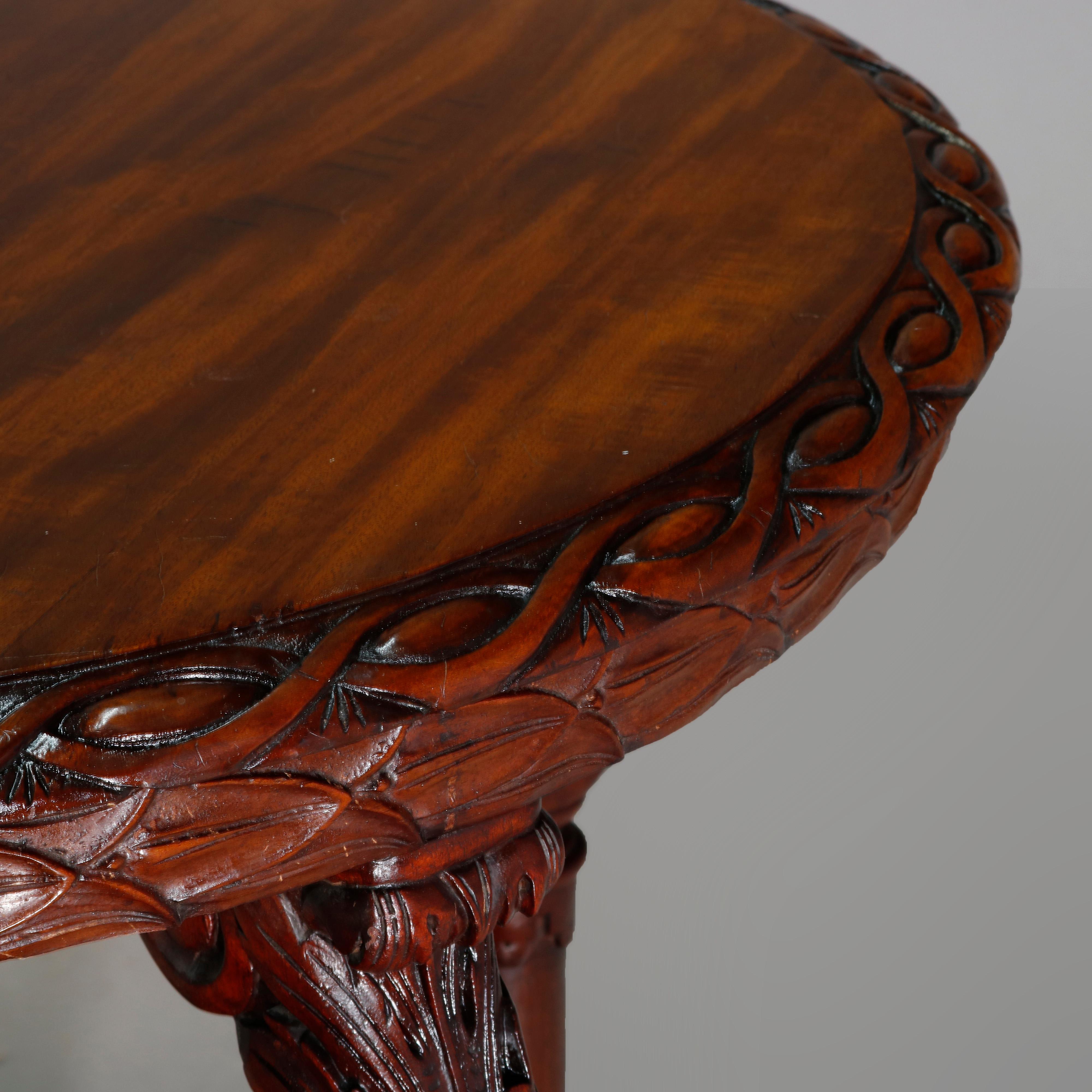 Antique American Empire Carved Mahogany Center Table, circa 1890 In Good Condition In Big Flats, NY