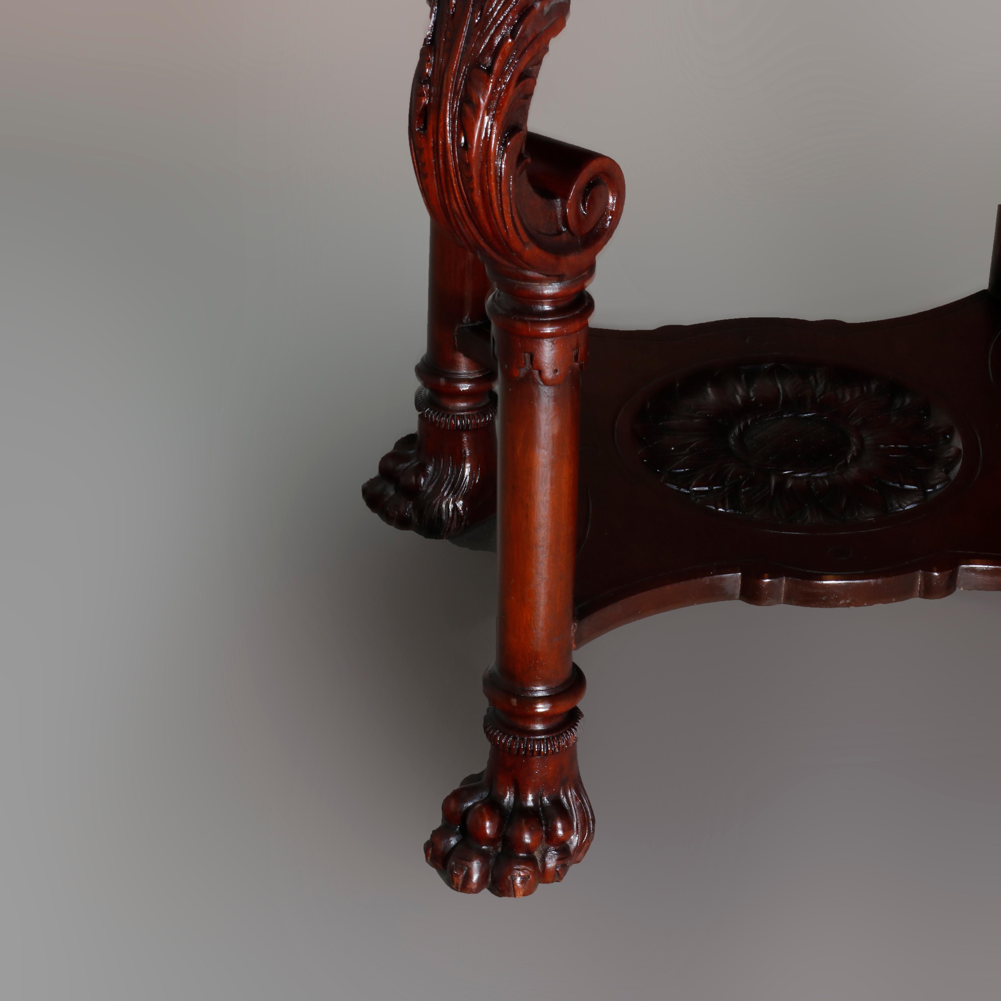 Antique American Empire Carved Mahogany Center Table, circa 1890 3