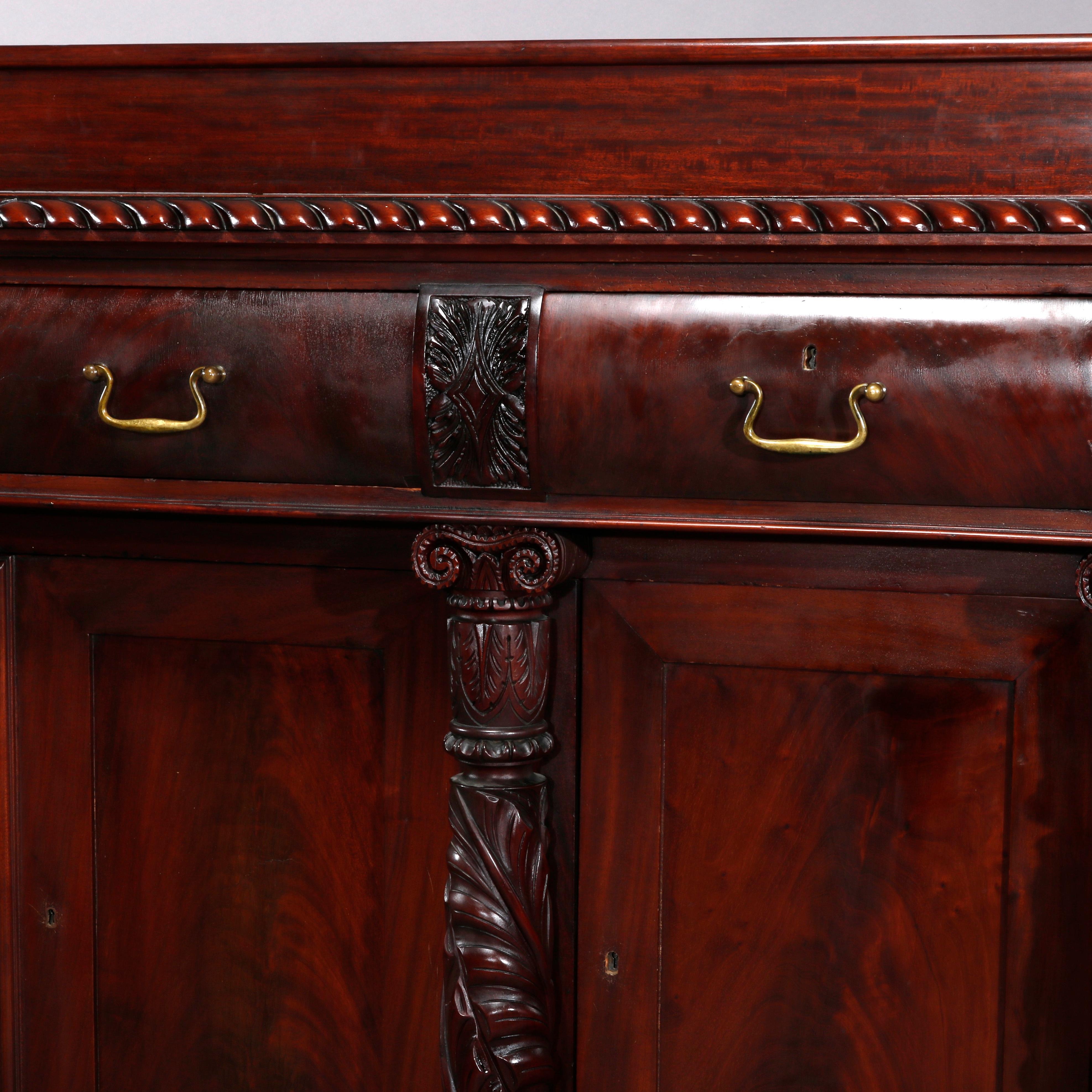 Antique American Empire Carved Mahogany Clawfoot Sideboard, 19th Century 3