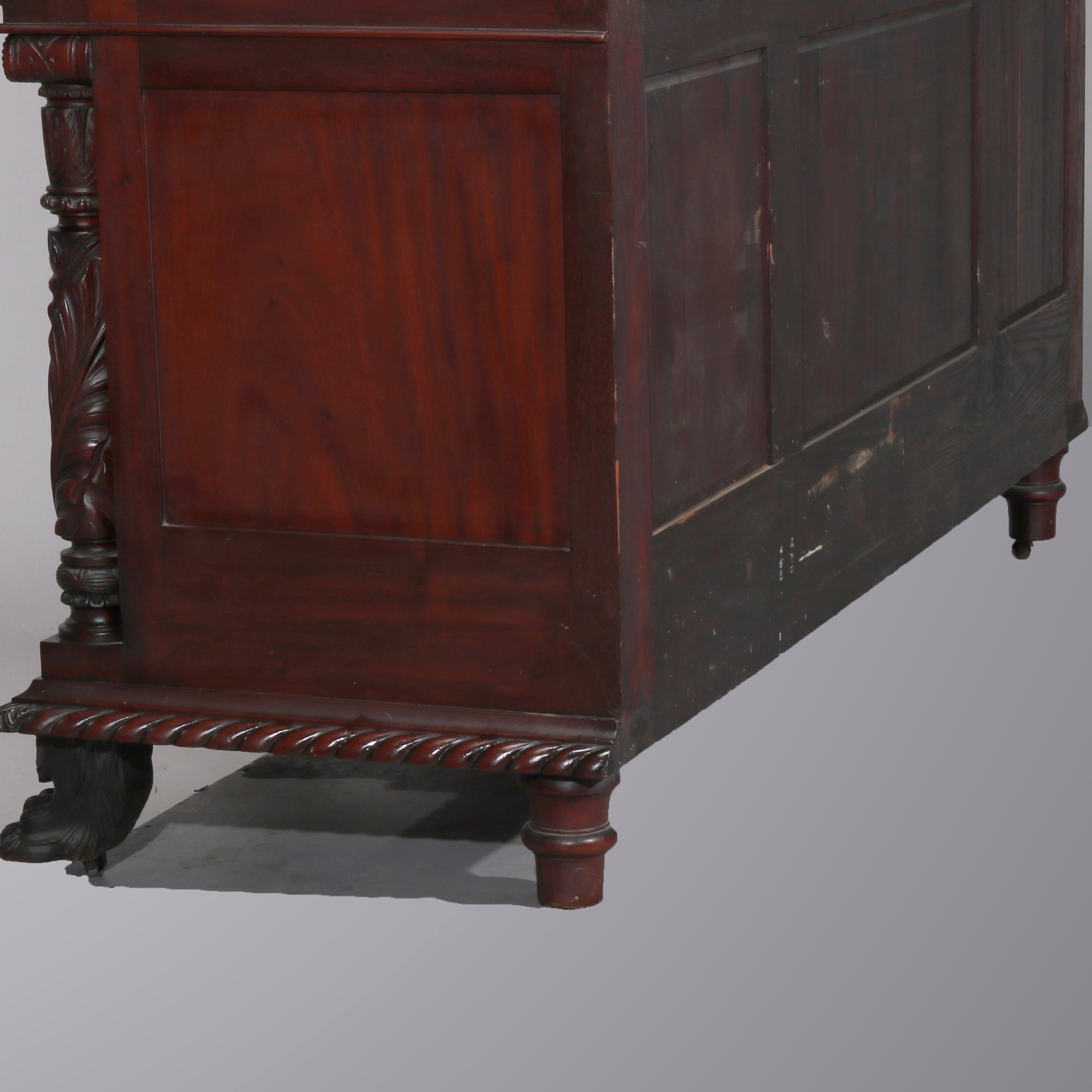 Antique American Empire Carved Mahogany Clawfoot Sideboard, 19th Century 6