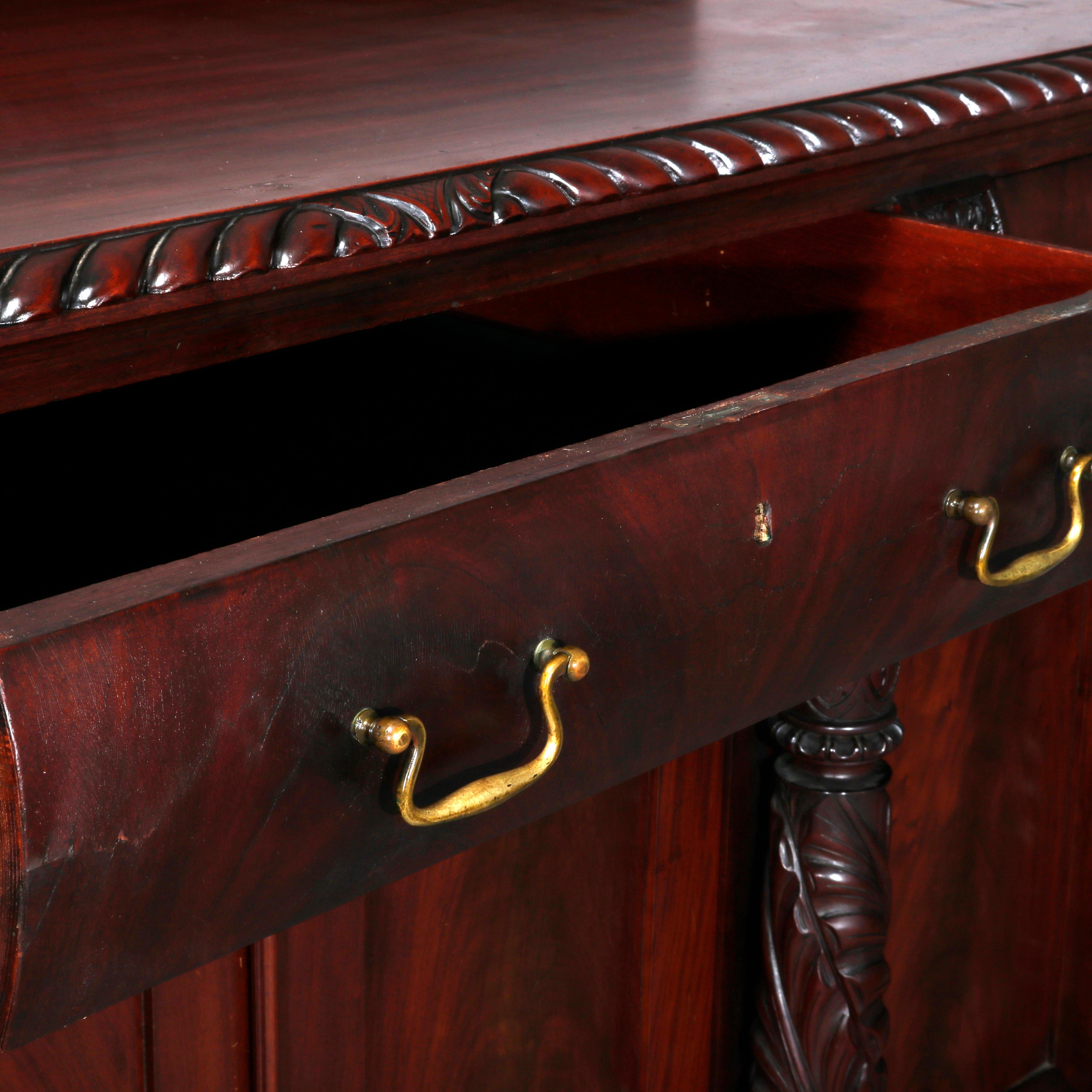 Antique American Empire Carved Mahogany Clawfoot Sideboard, 19th Century 8