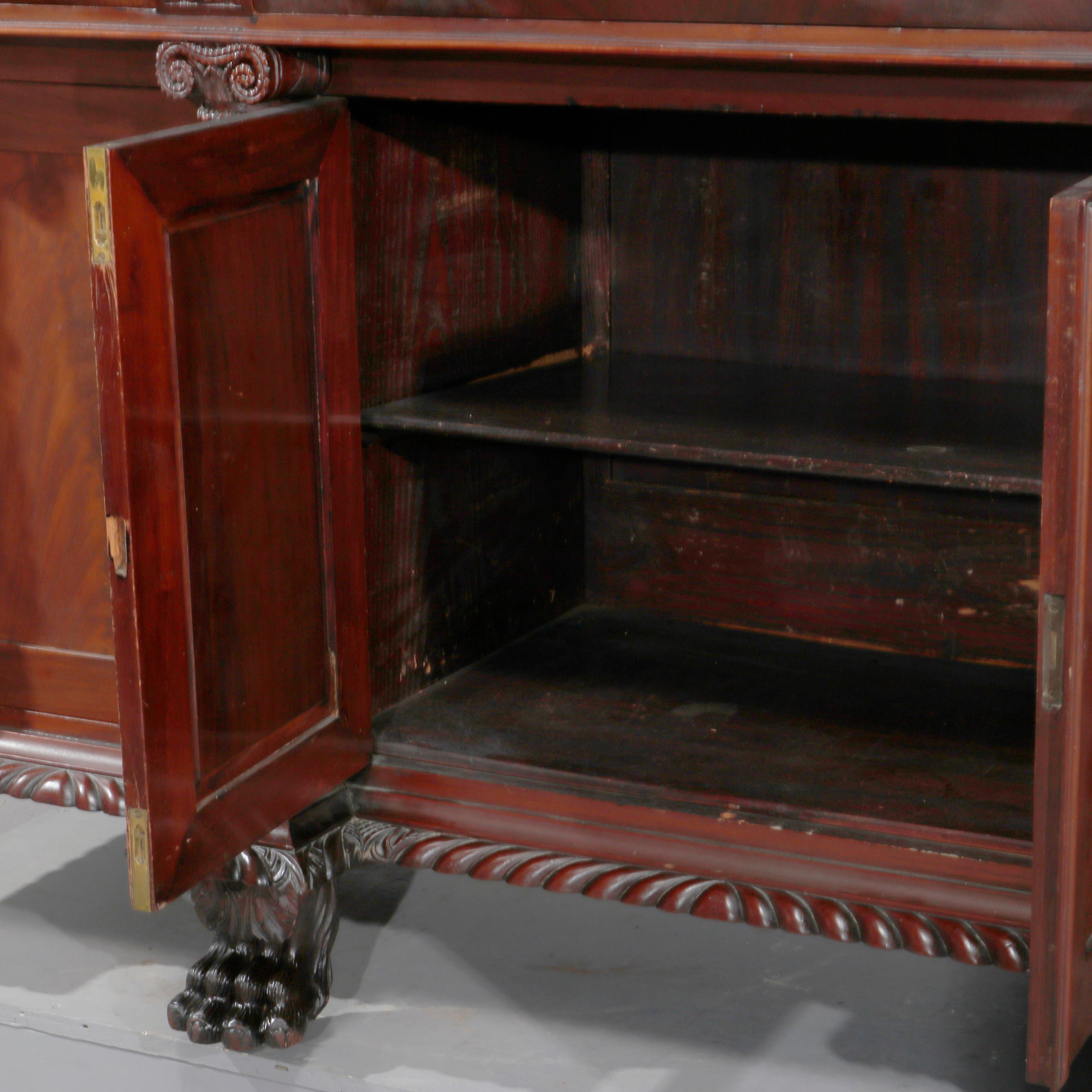 Antique American Empire Carved Mahogany Clawfoot Sideboard, 19th Century 12