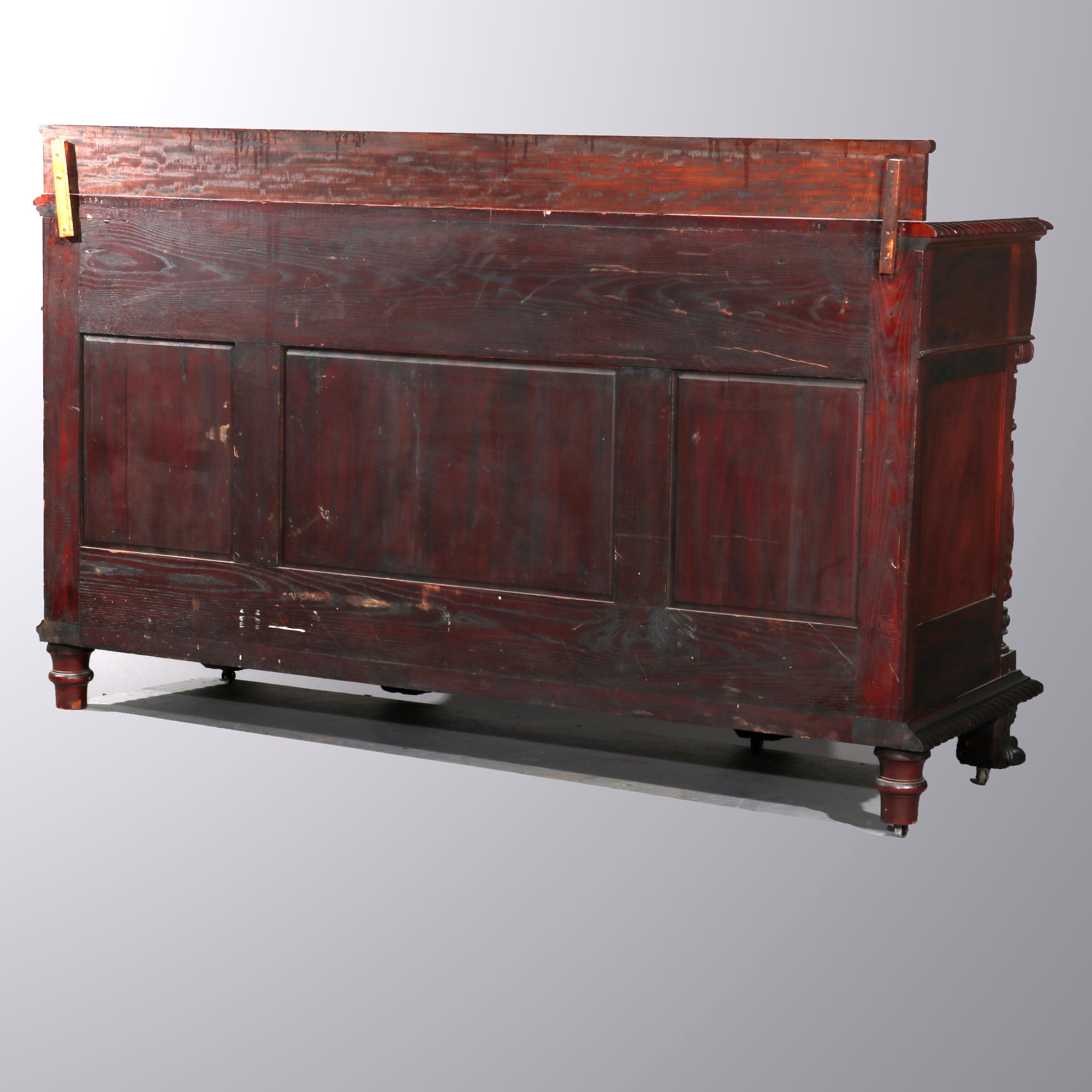 Antique American Empire Carved Mahogany Clawfoot Sideboard, 19th Century In Good Condition In Big Flats, NY