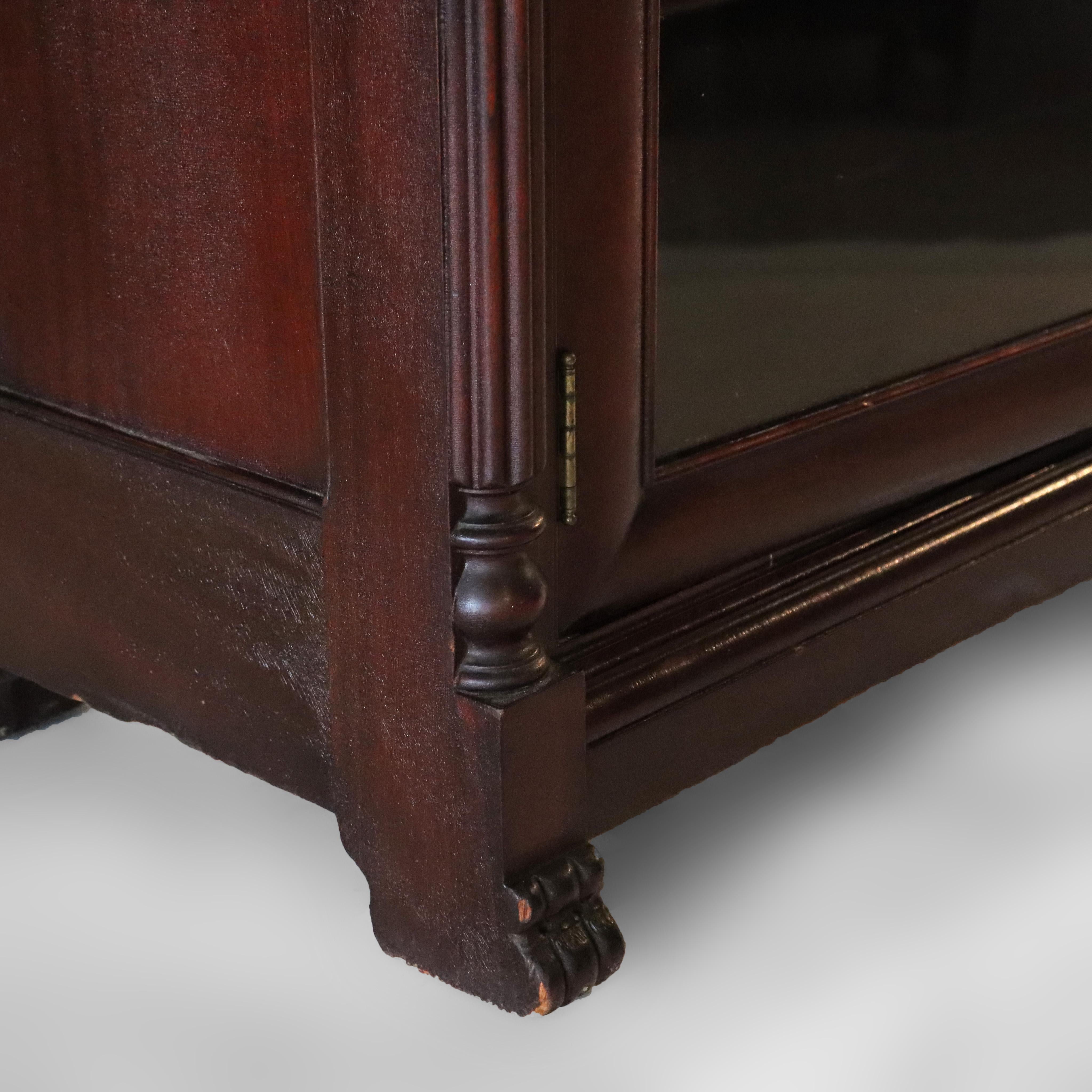 Antiguo Imperio Americano Librería de caoba tallada de doble puerta Principios del siglo XX en venta 9