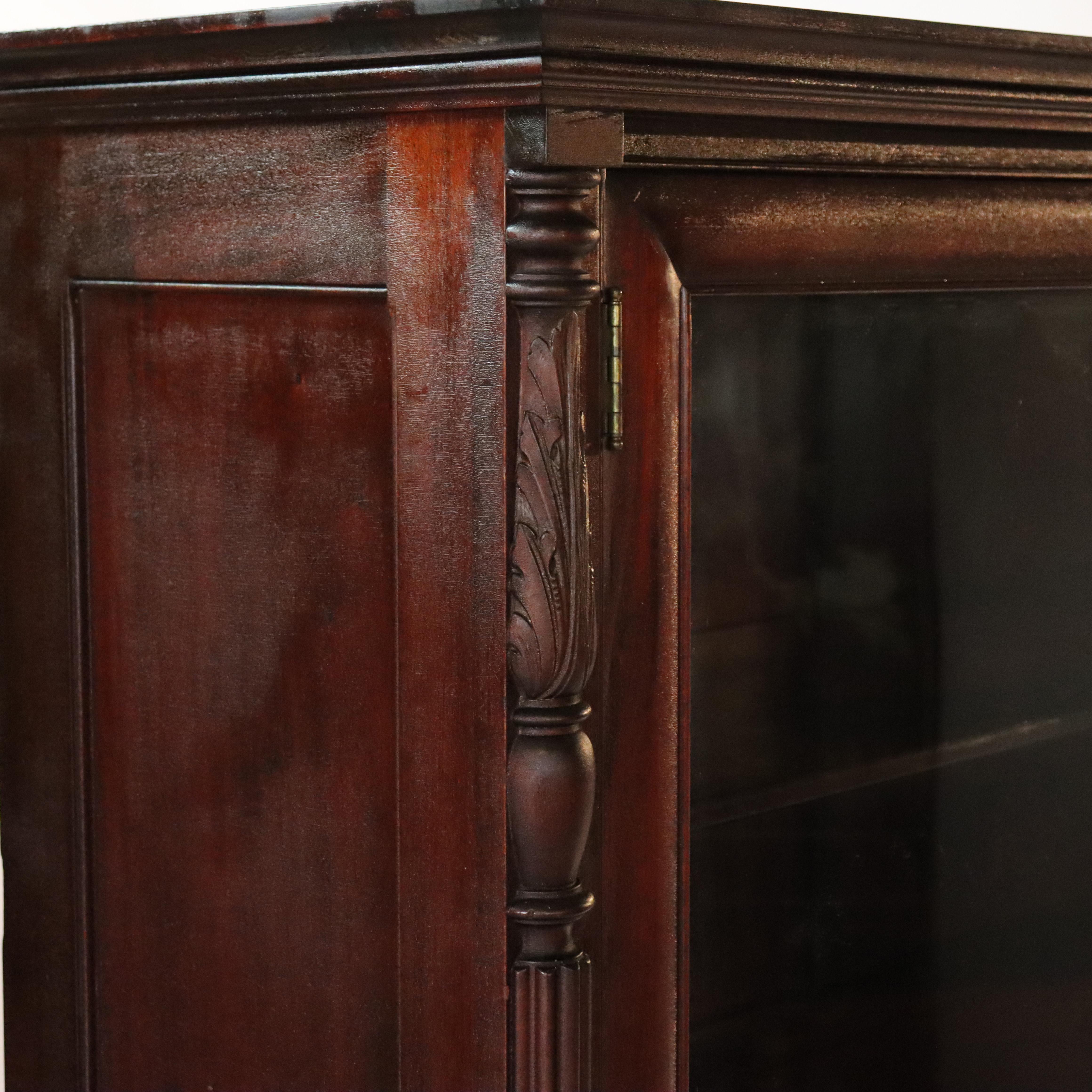 Antiguo Imperio Americano Librería de caoba tallada de doble puerta Principios del siglo XX en venta 10
