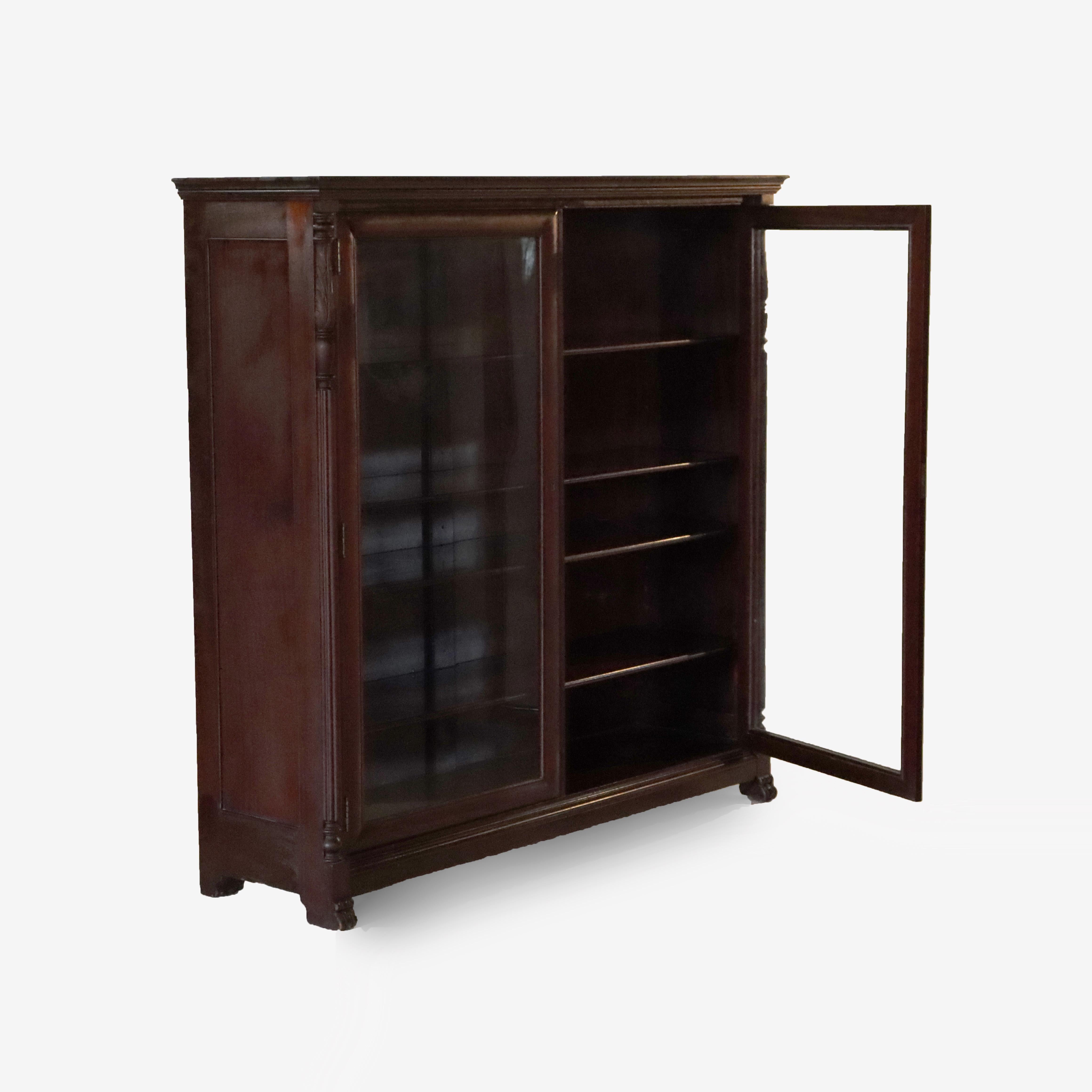 Antiguo Imperio Americano Librería de caoba tallada de doble puerta Principios del siglo XX en venta 11