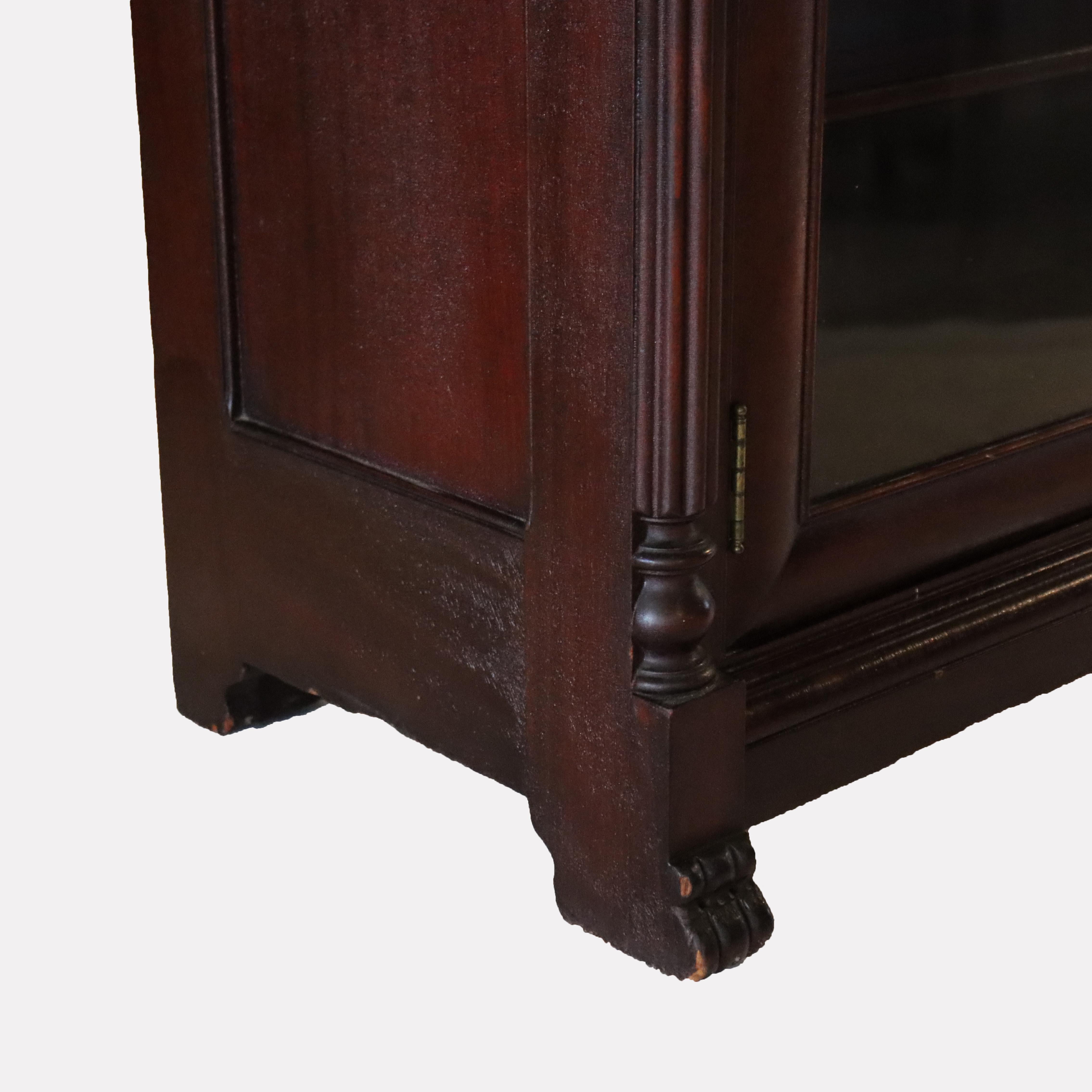 Antiguo Imperio Americano Librería de caoba tallada de doble puerta Principios del siglo XX en venta 12