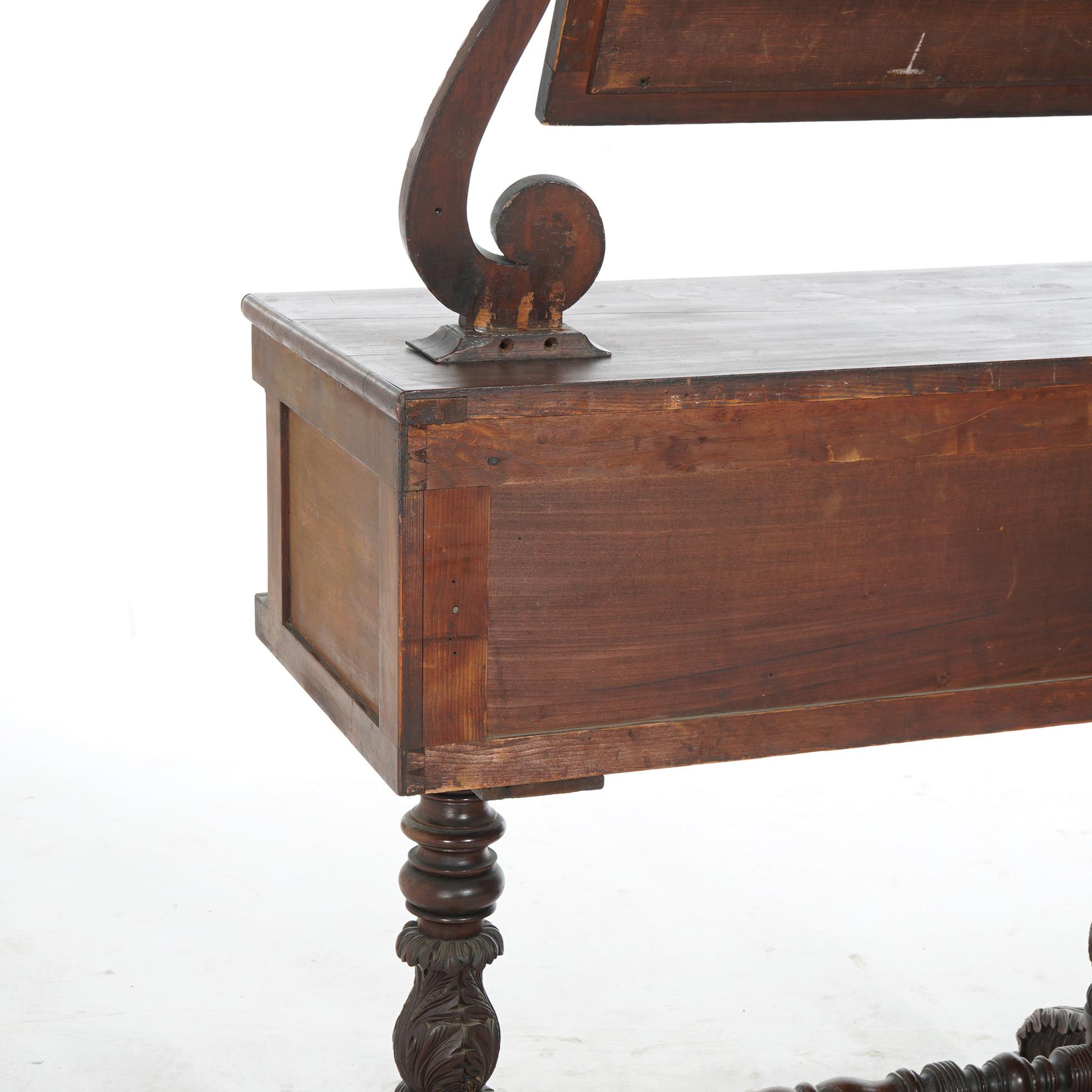 Antique American Empire Carved Mahogany Dressing Table with Mirror C1840 For Sale 10