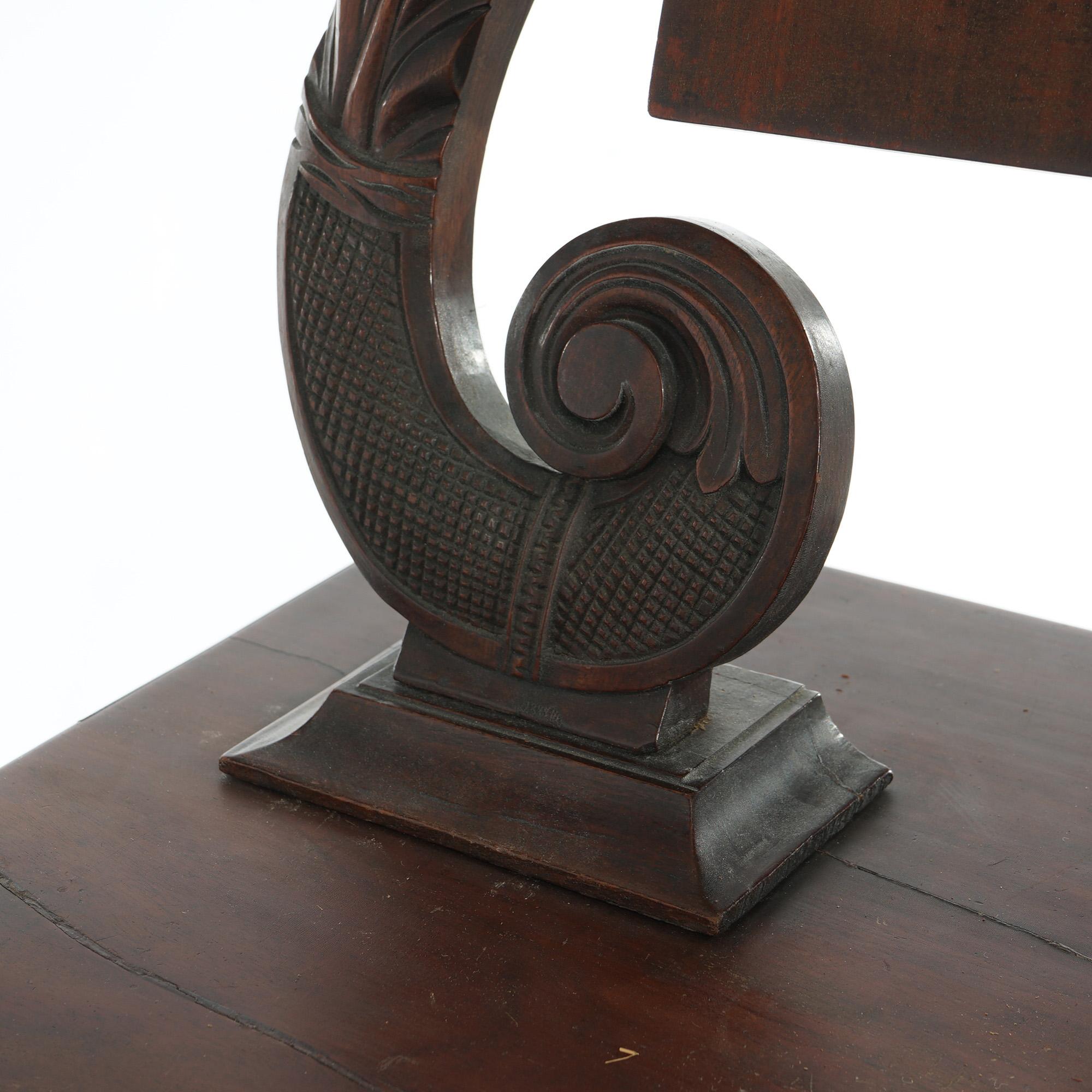 Antique American Empire Carved Mahogany Dressing Table with Mirror C1840 For Sale 12