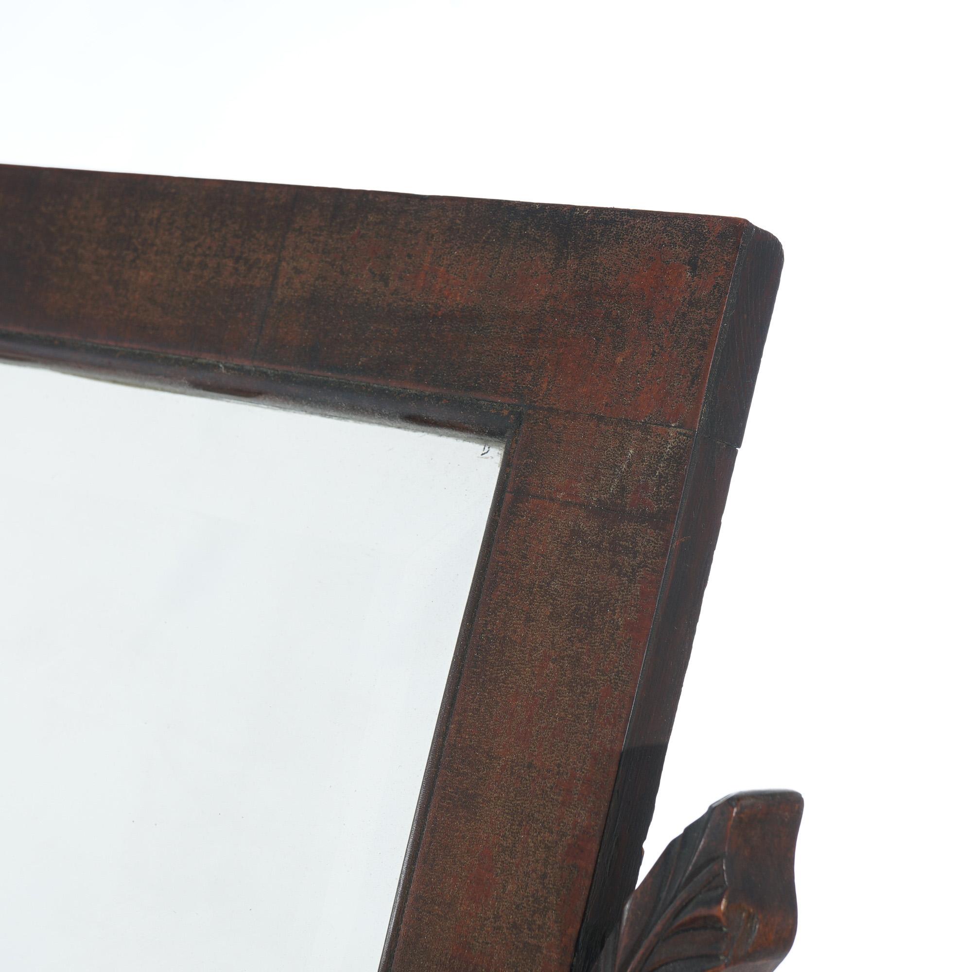 Antique American Empire Carved Mahogany Dressing Table with Mirror C1840 For Sale 4