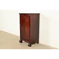 Antique American Empire Carved Mahogany Music Cabinet, Circa 1890s