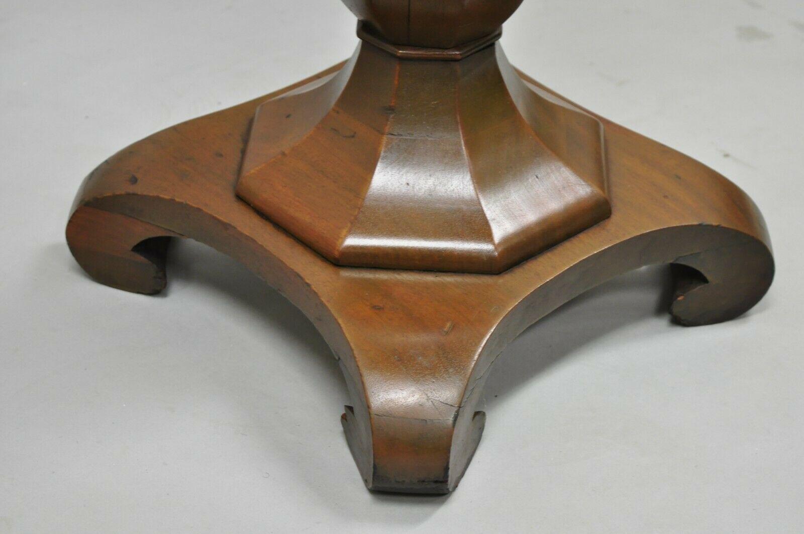 Antique American Empire Carved Mahogany Octagonal Pedestal Column Plant Stand 7