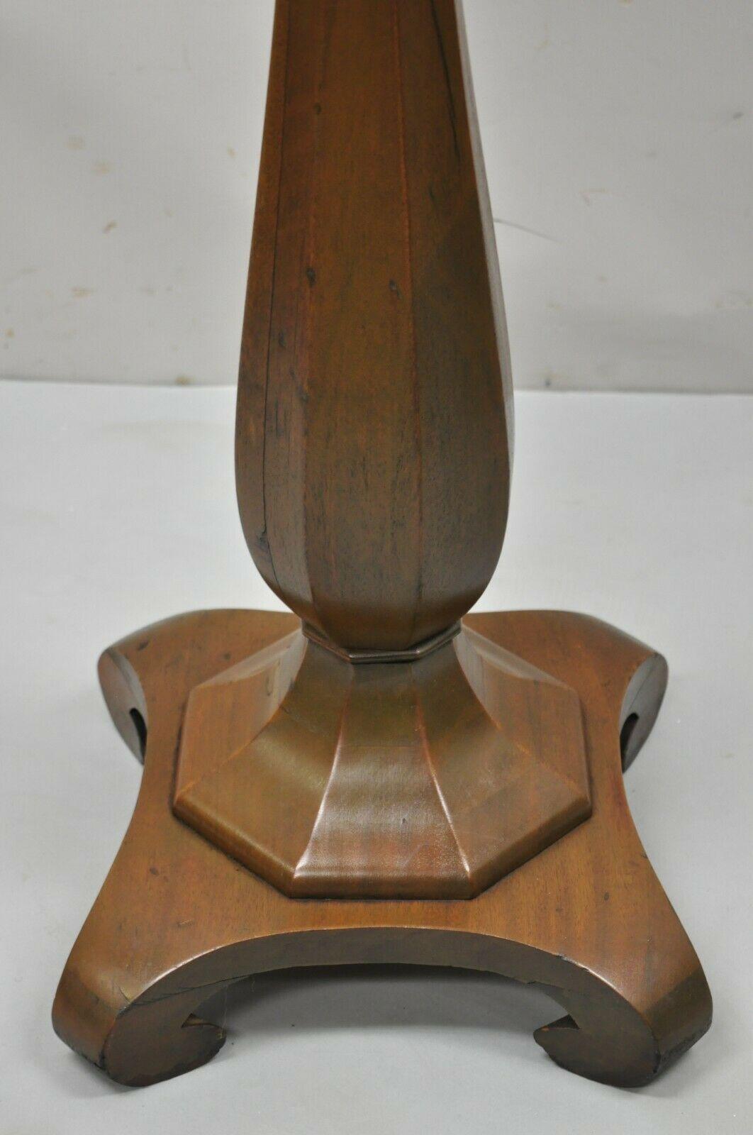 19th Century Antique American Empire Carved Mahogany Octagonal Pedestal Column Plant Stand