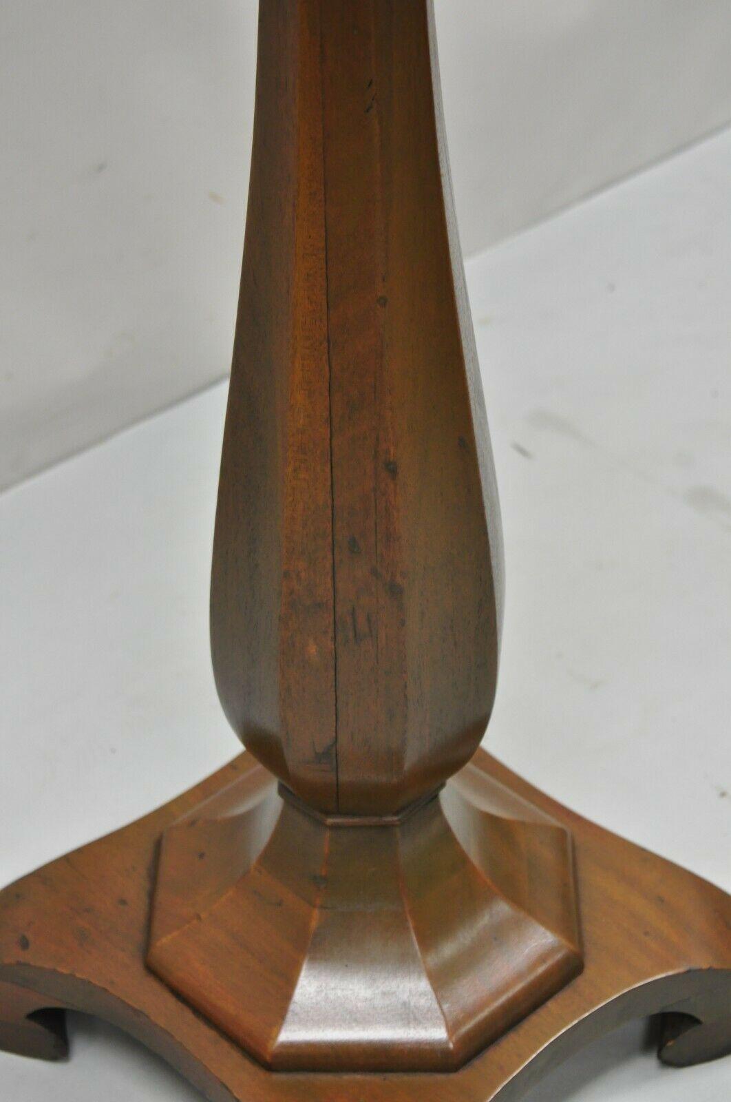Antique American Empire Carved Mahogany Octagonal Pedestal Column Plant Stand 4