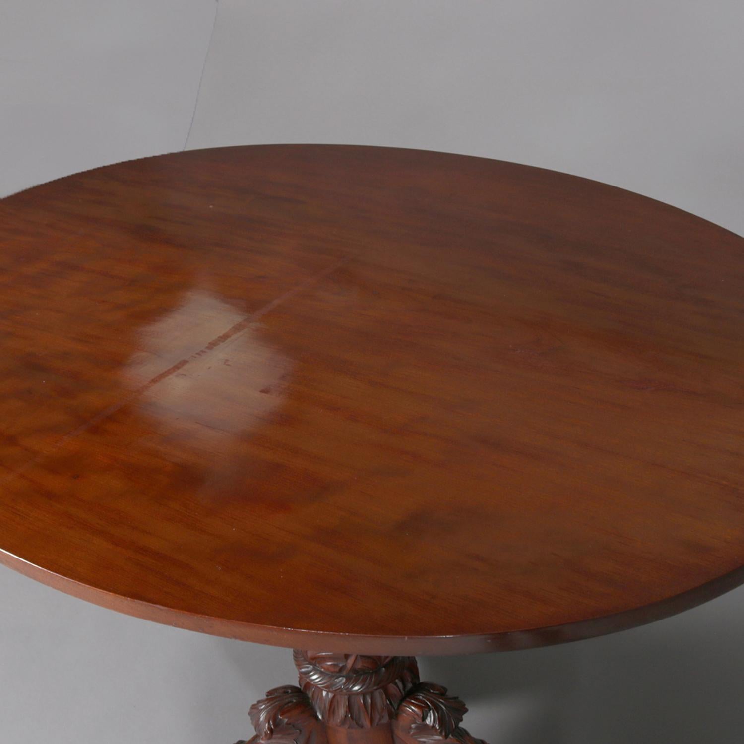 Antique American Empire Carved Mahogany Oval Tilt-Top Table Acanthus & Claw 1840 11