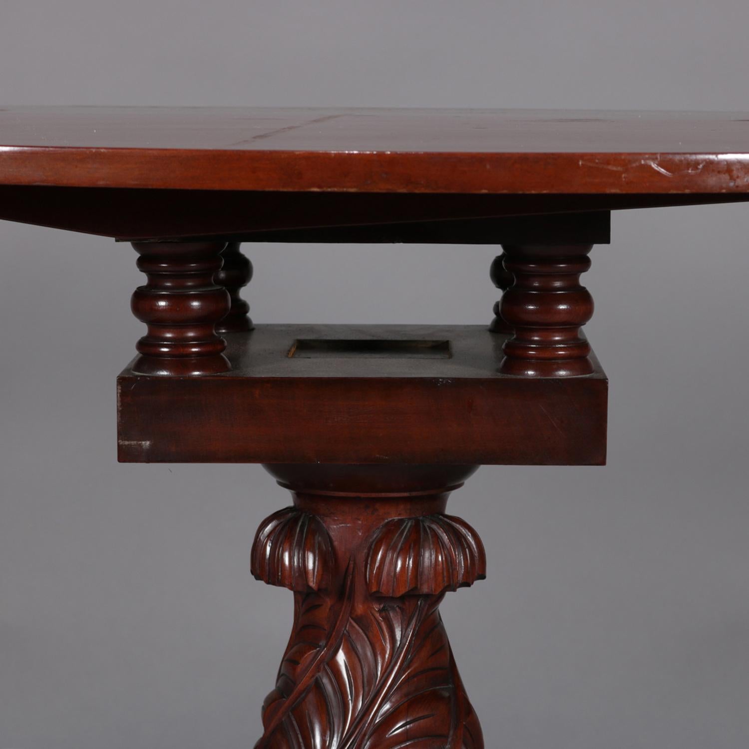 Antique American Empire Carved Mahogany Oval Tilt-Top Table Acanthus & Claw 1840 4
