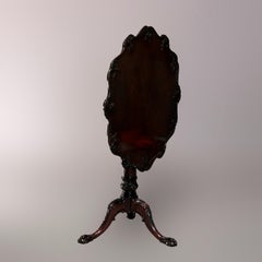 Antique American Empire Carved Mahogany Pie Crust Tilt-Top Table, 19th Century