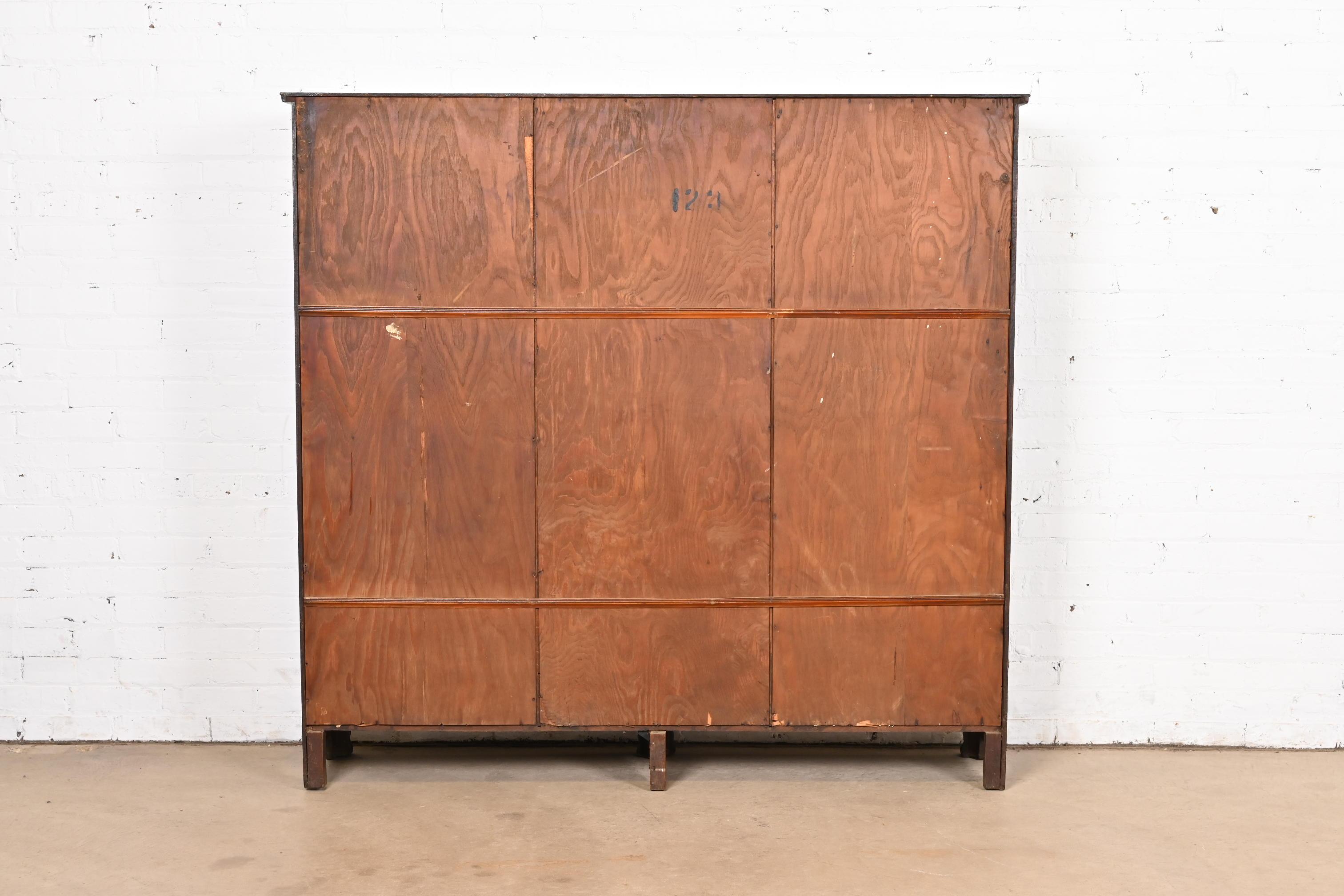 Antique American Empire Carved Oak Triple Bookcase, Circa 1890s 6