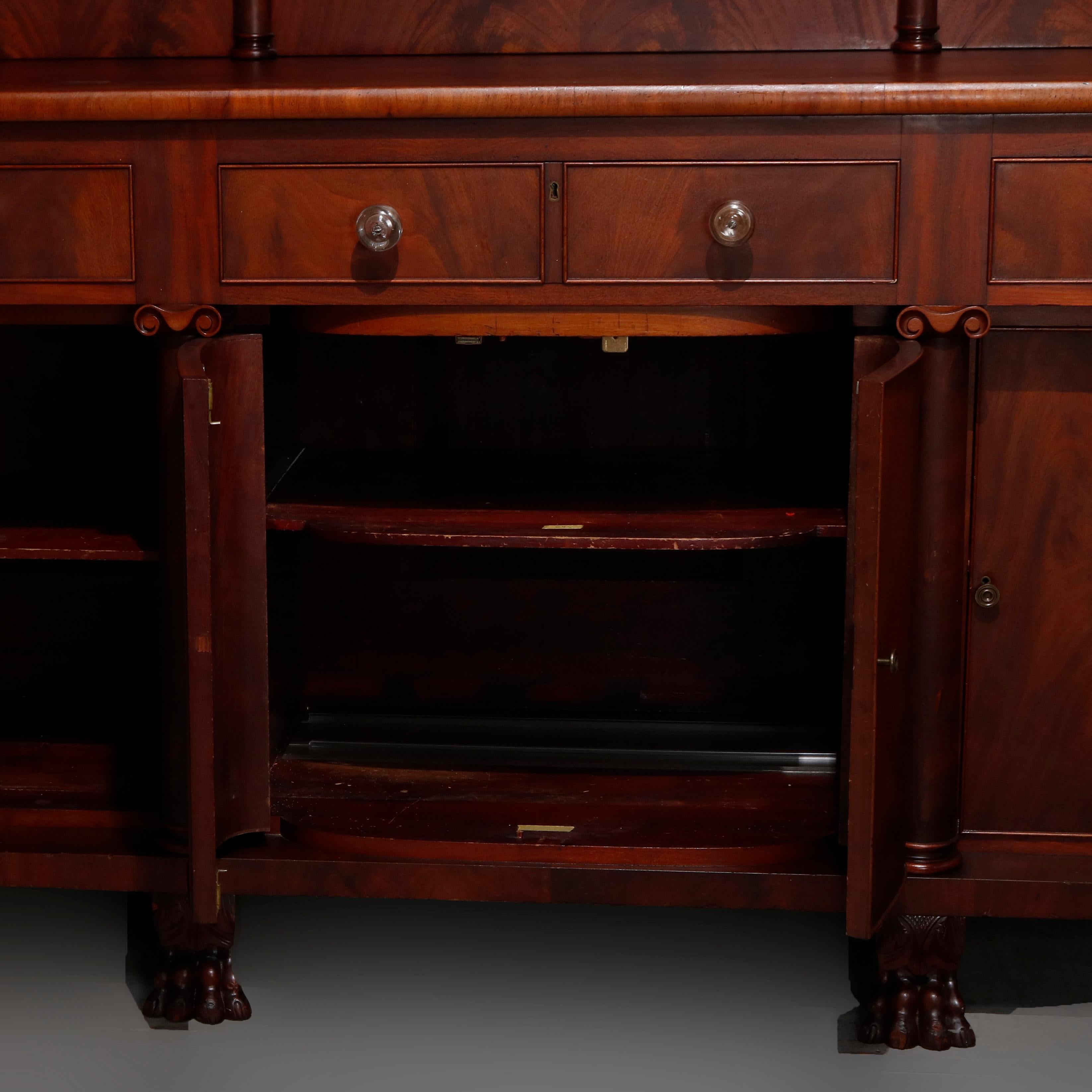 Antique American Empire Classical Carved Flame Mahogany Sideboard, circa 1900 5