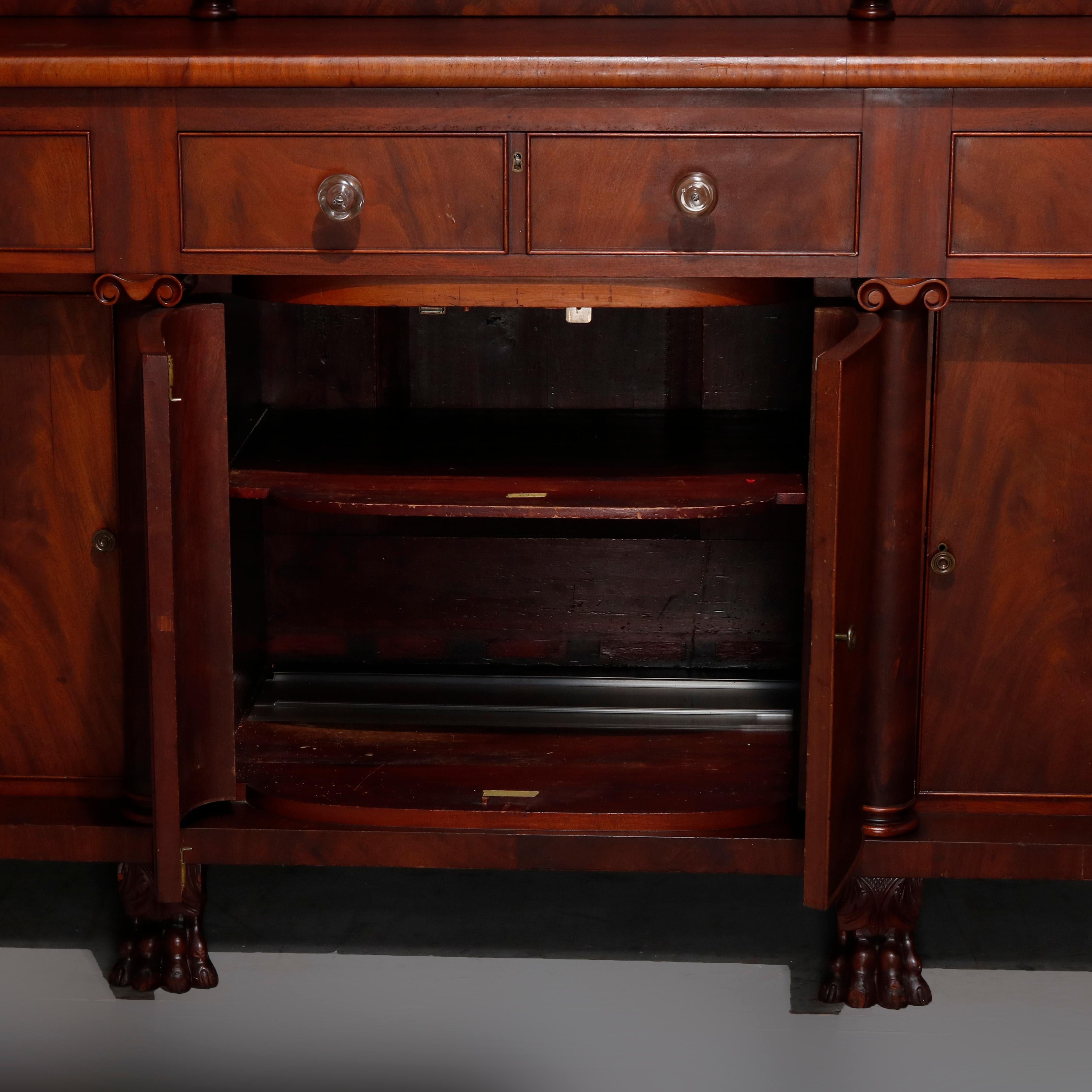 Antique American Empire Classical Carved Flame Mahogany Sideboard, circa 1900 10