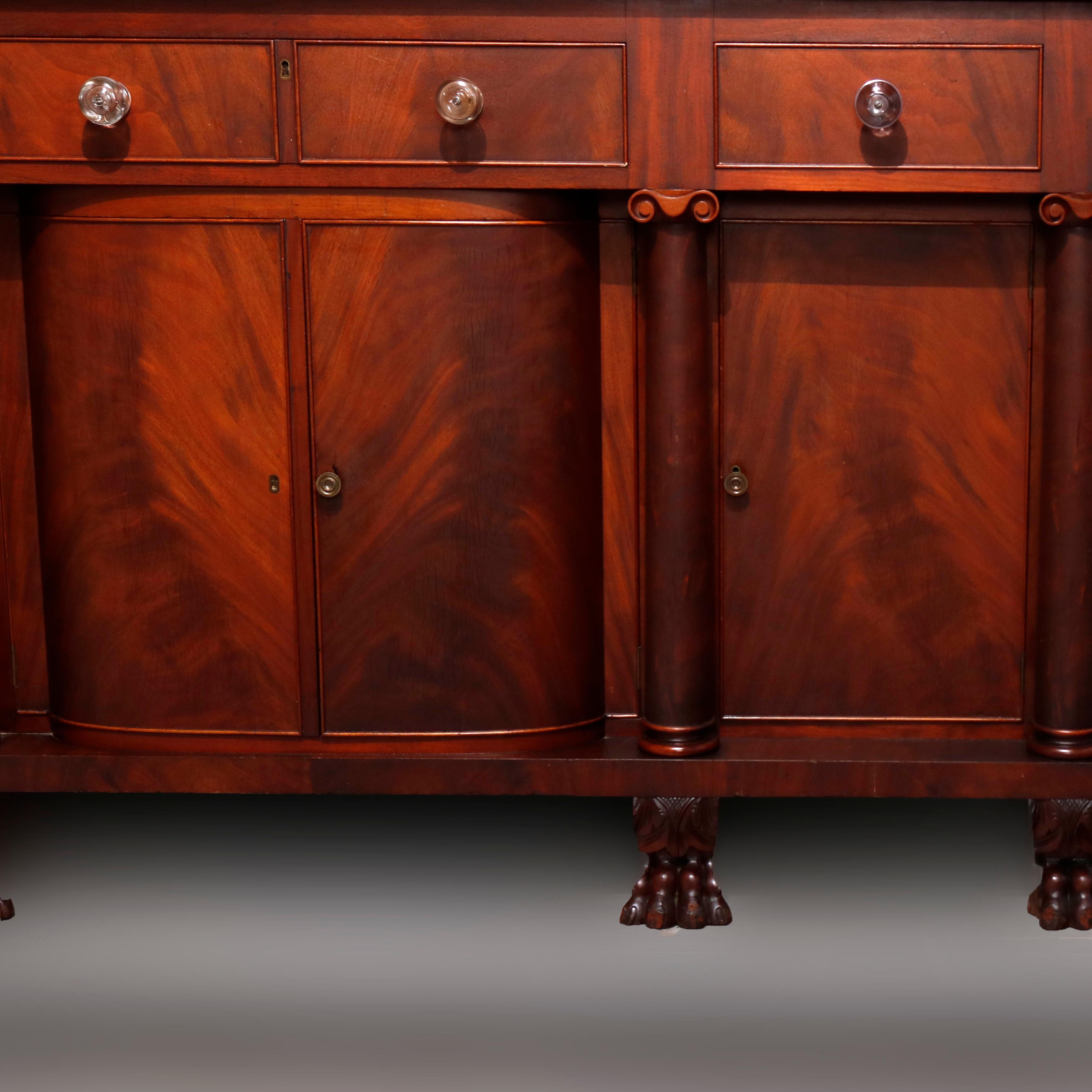 Antique American Empire Classical Carved Flame Mahogany Sideboard, circa 1900 4