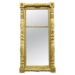 Antique American Empire Classical First Finish Gilt Wood Mirror C1840