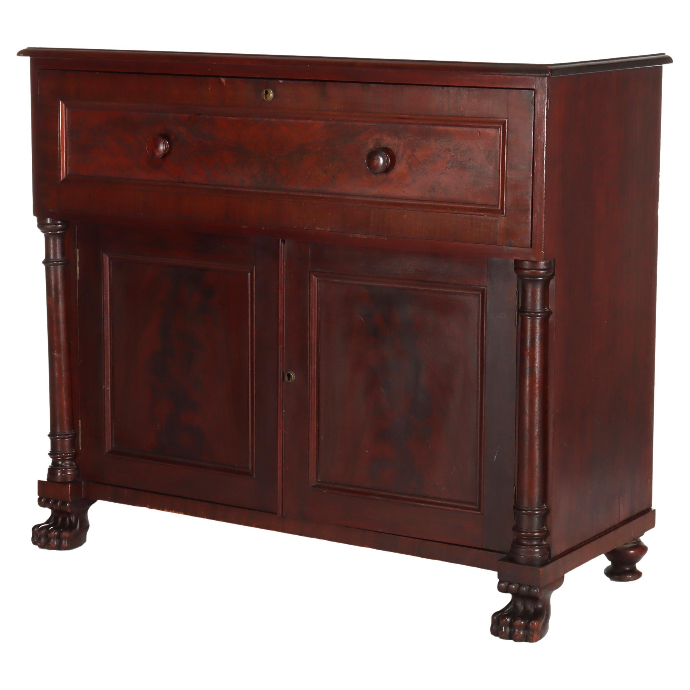 Antique American Empire Classical Flame Mahogany Butler’s Desk c1840