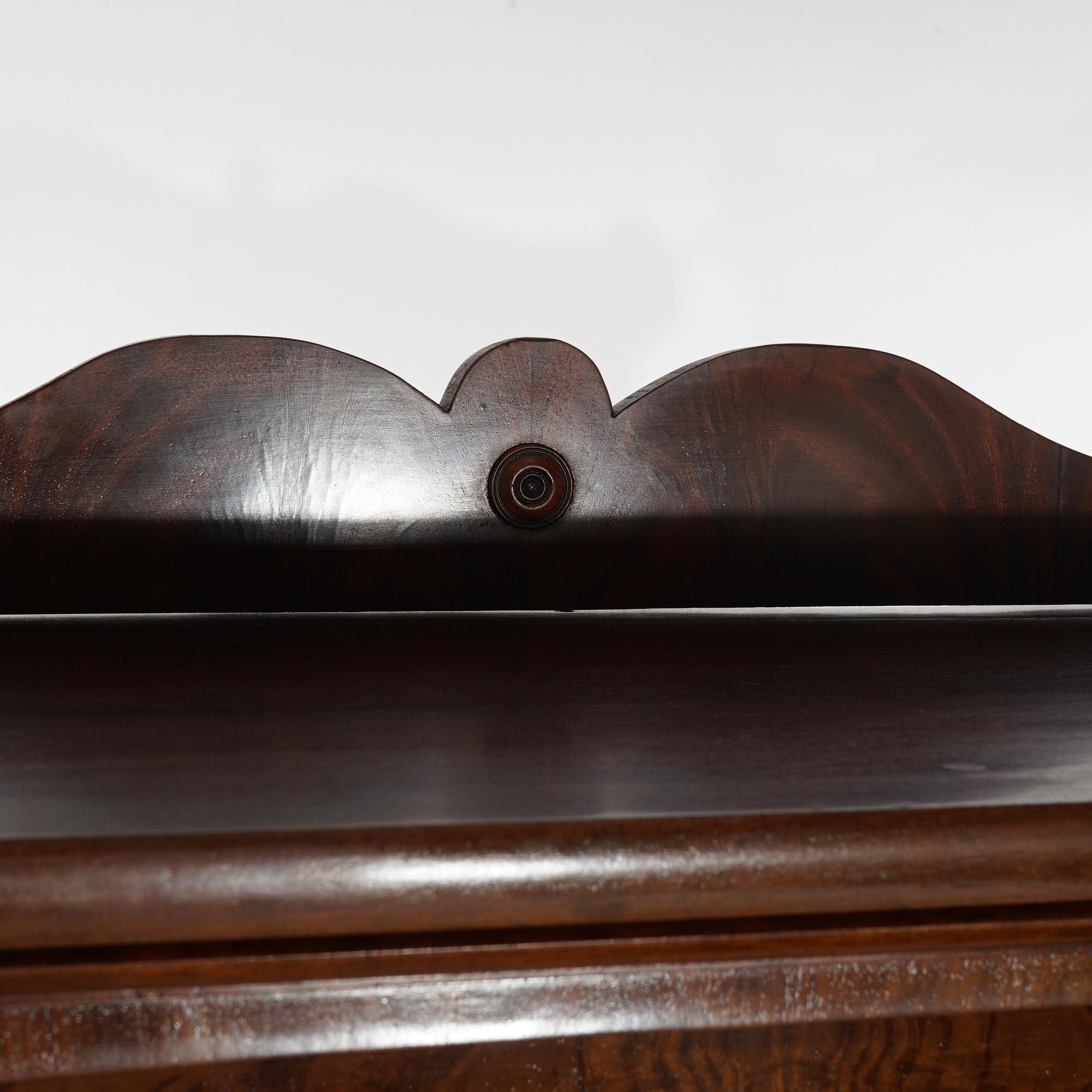 Antique American Empire Classical Flame Mahogany Double Door Bookcase c1840 1