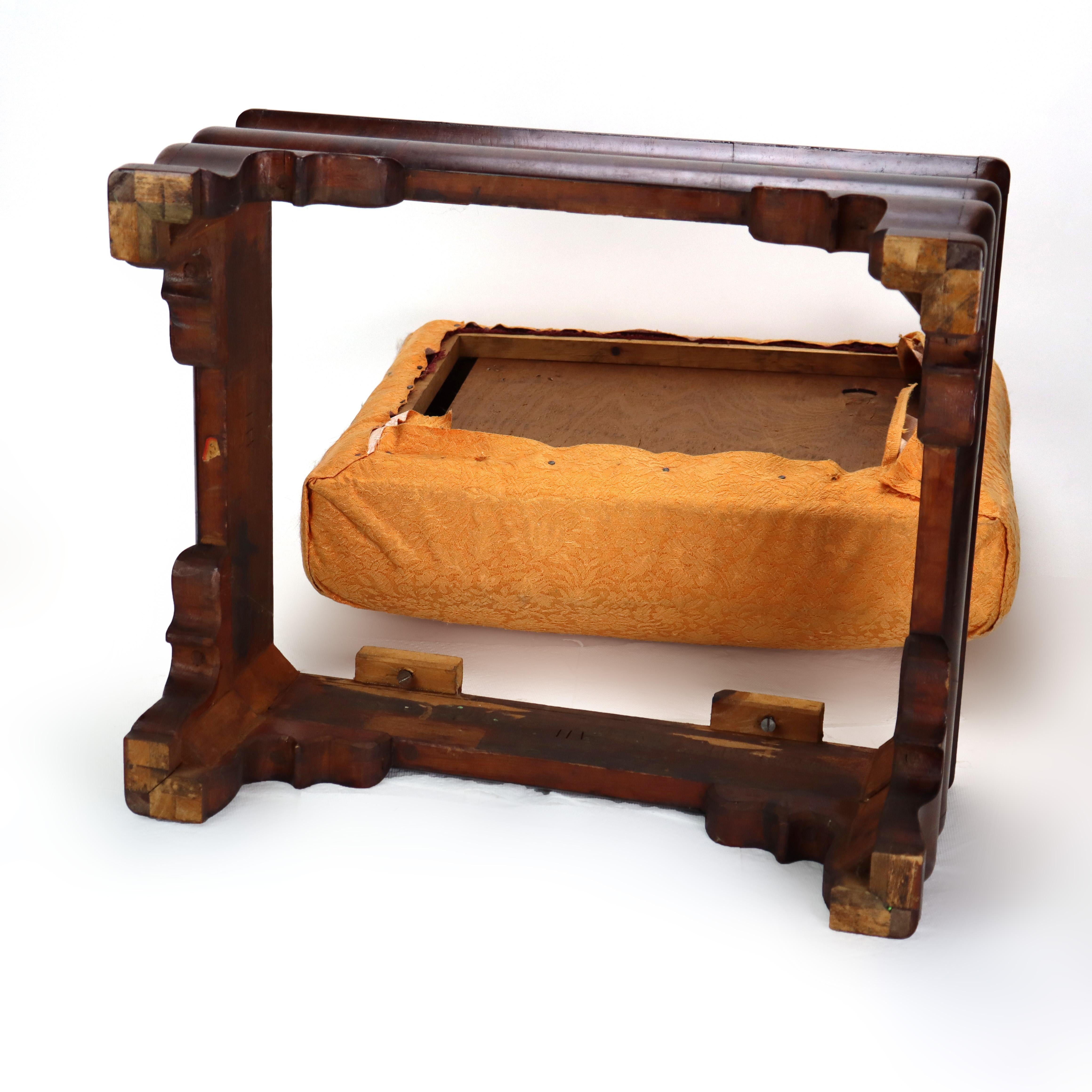 Antique American Empire Classical Flame Mahogany Footstool C1840 For Sale 6