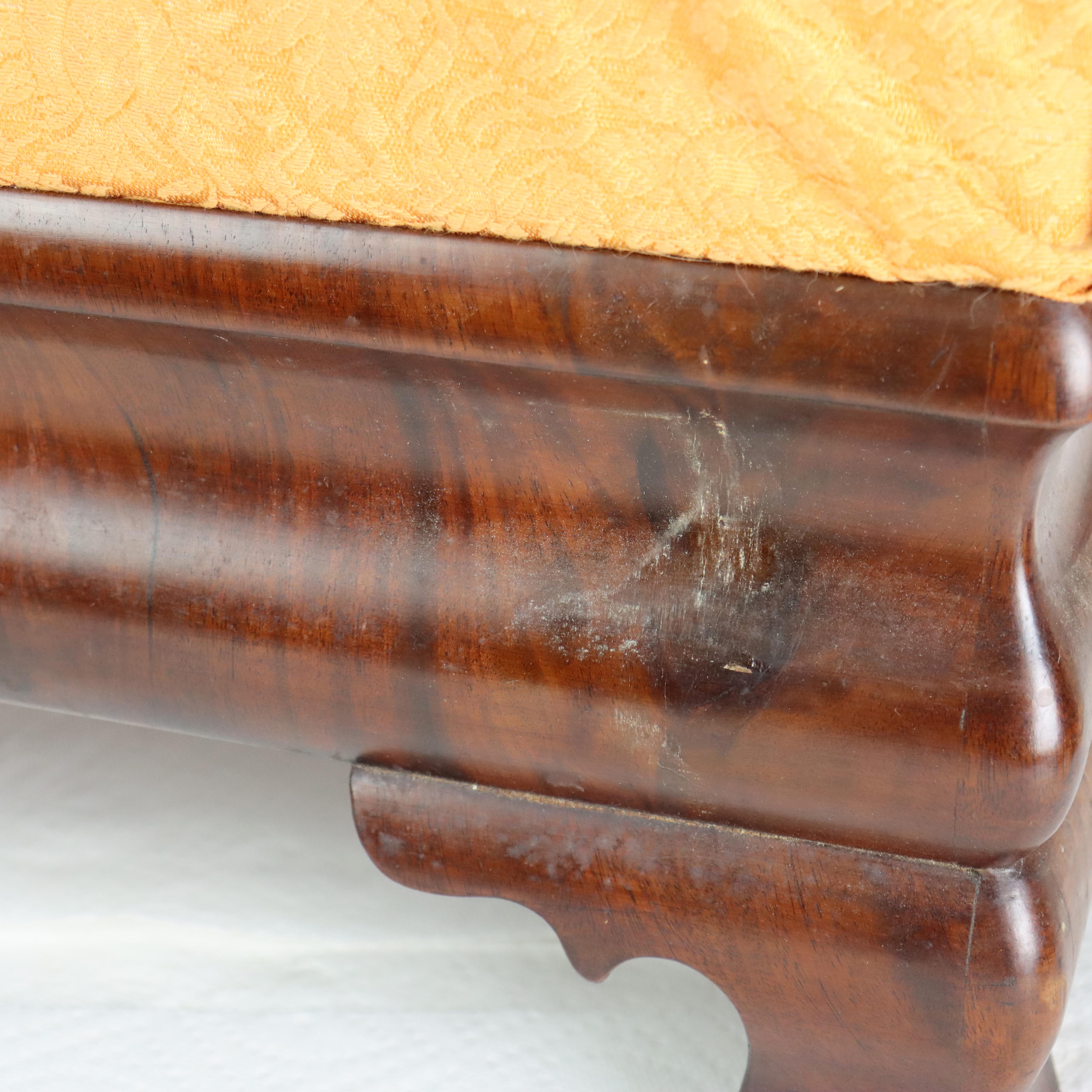 19th Century Antique American Empire Classical Flame Mahogany Footstool C1840 For Sale