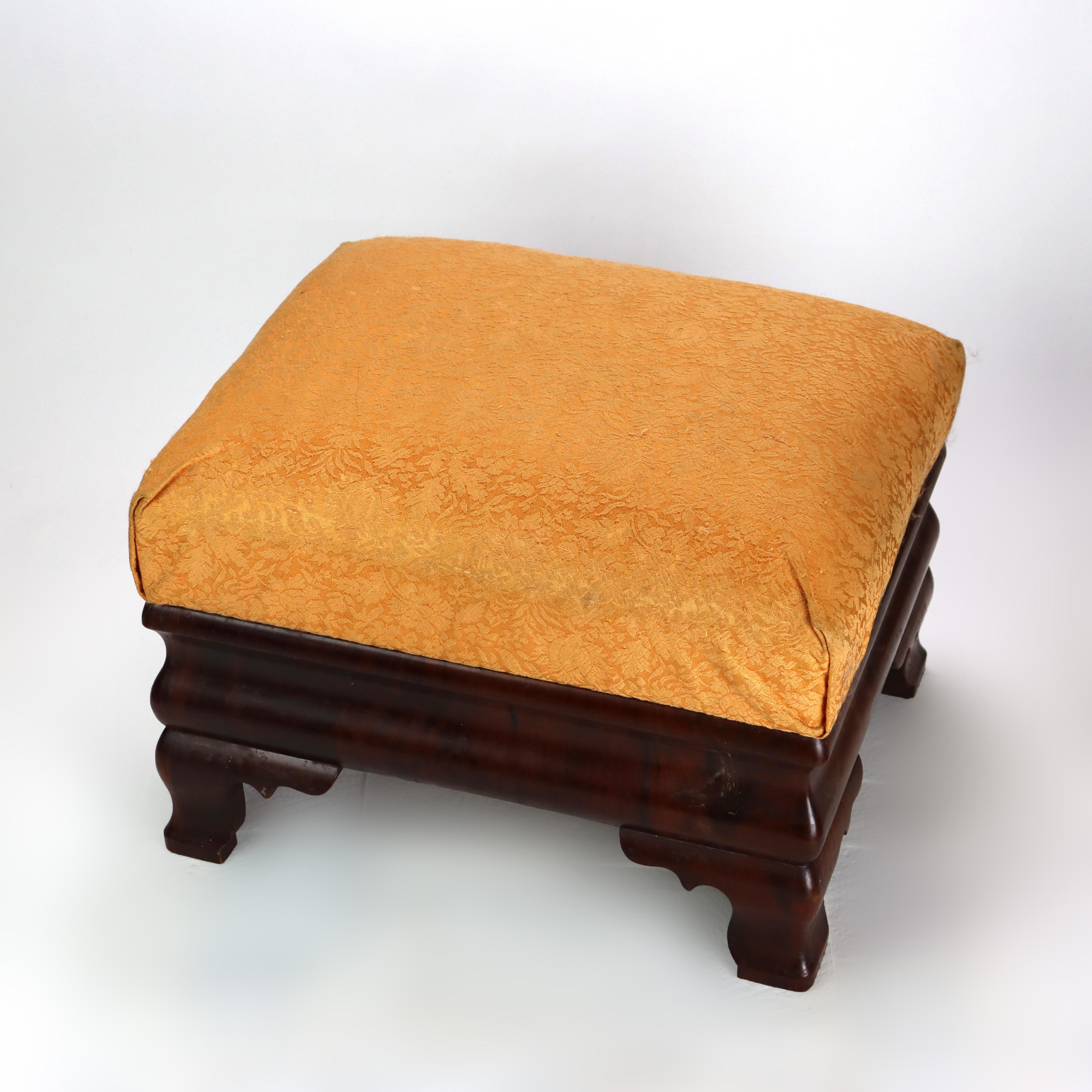 Antique American Empire Classical Flame Mahogany Footstool C1840 For Sale 2