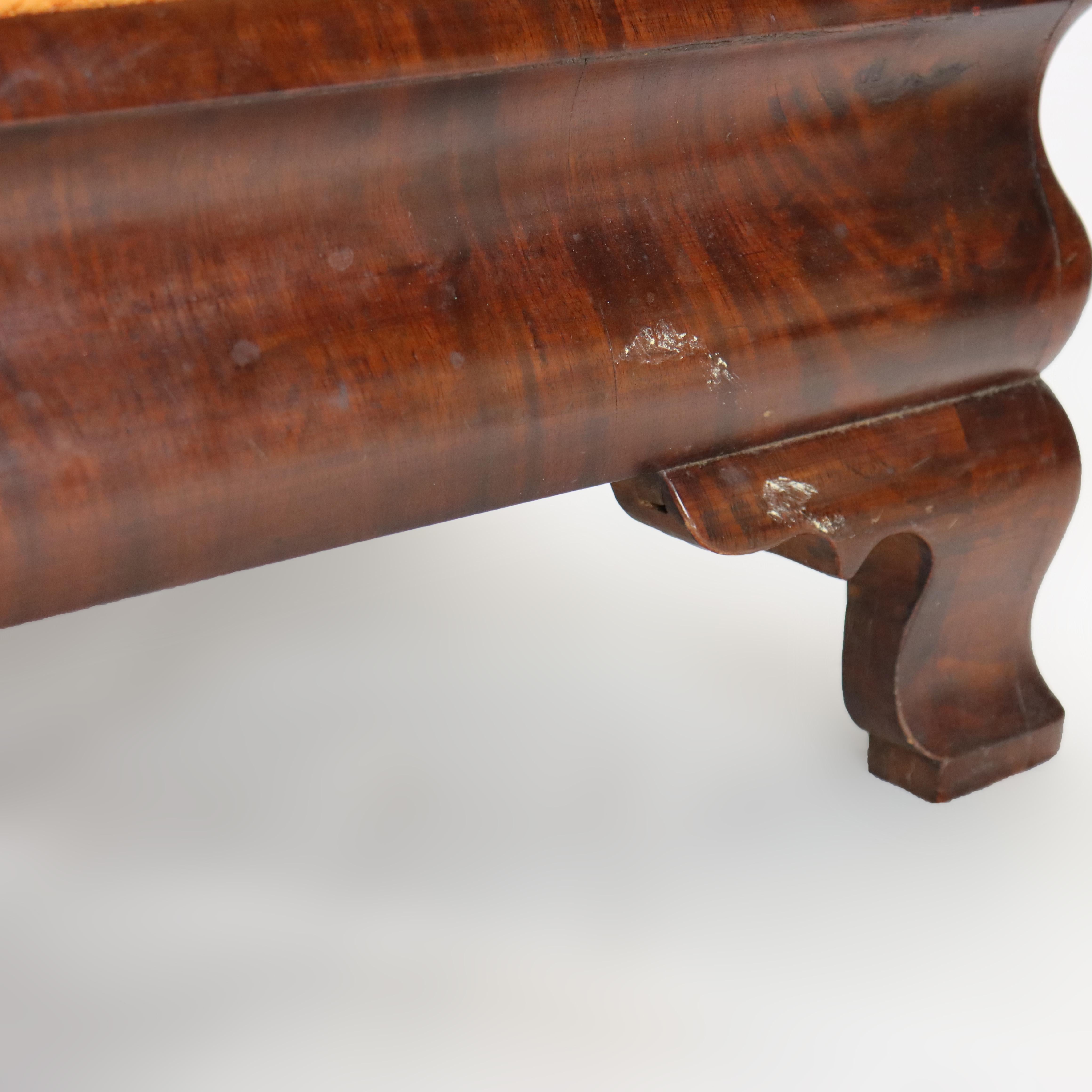 Antique American Empire Classical Flame Mahogany Footstool C1840 For Sale 3