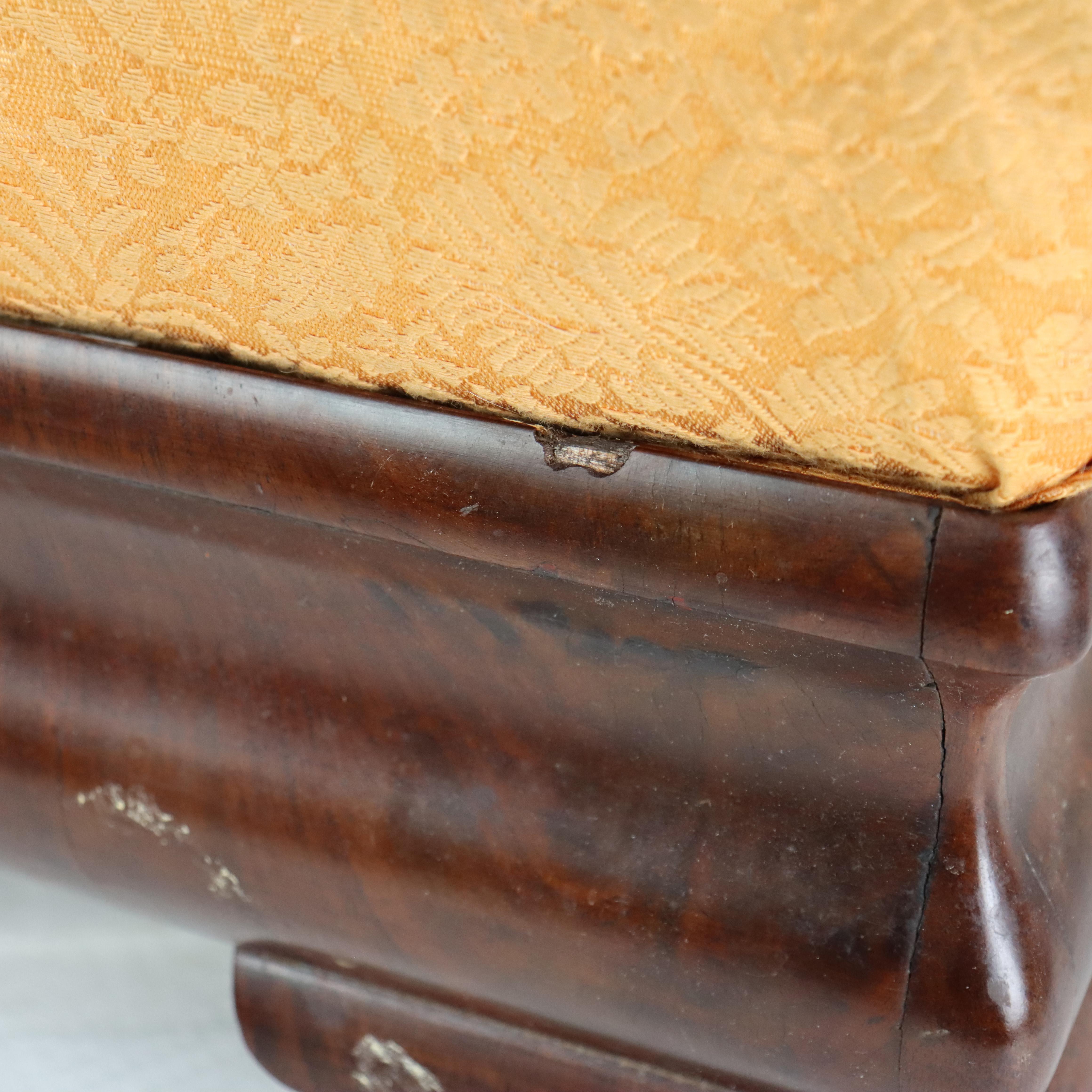 Antique American Empire Classical Flame Mahogany Footstool C1840 For Sale 4
