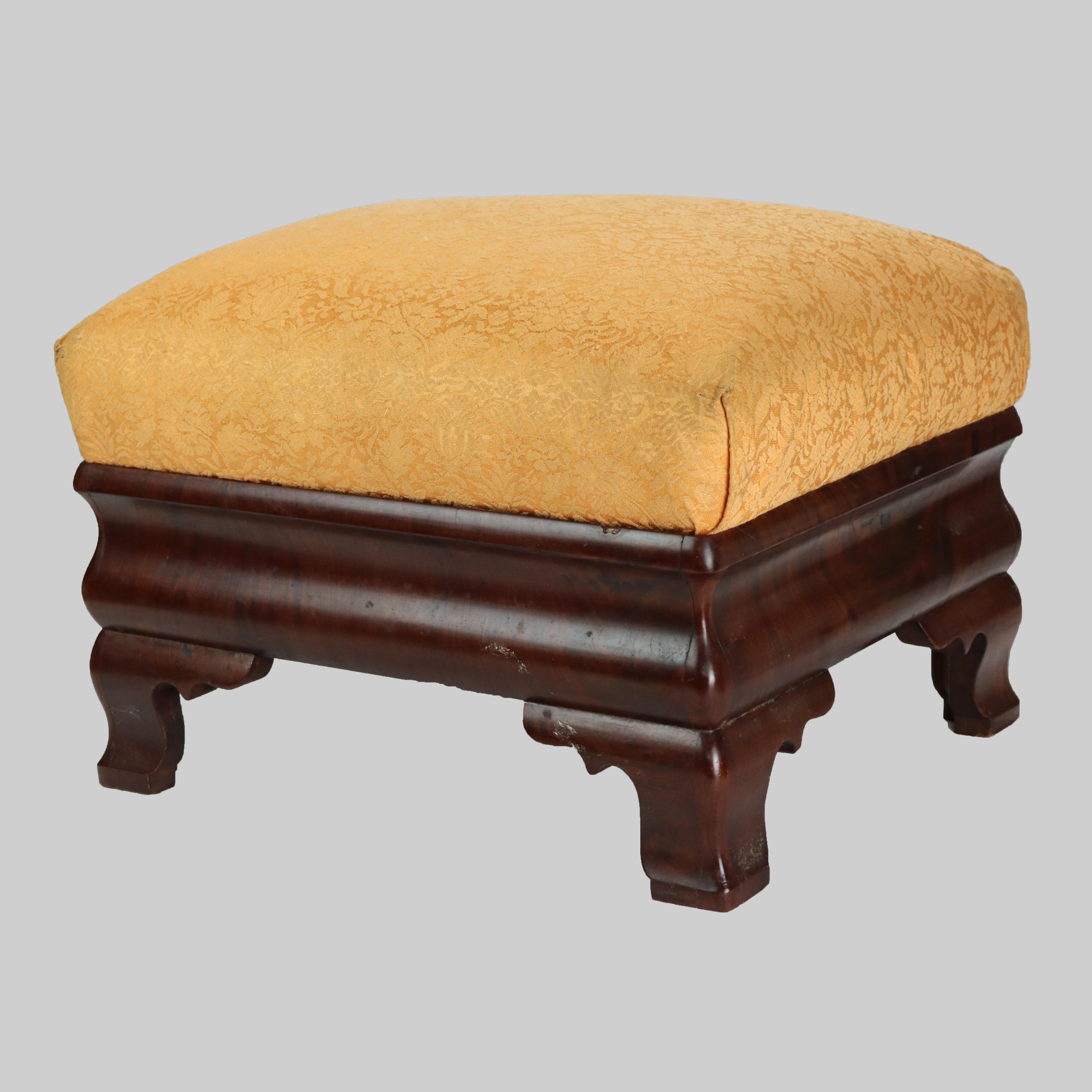 Antique American Empire Classical Flame Mahogany Footstool C1840 For Sale 5