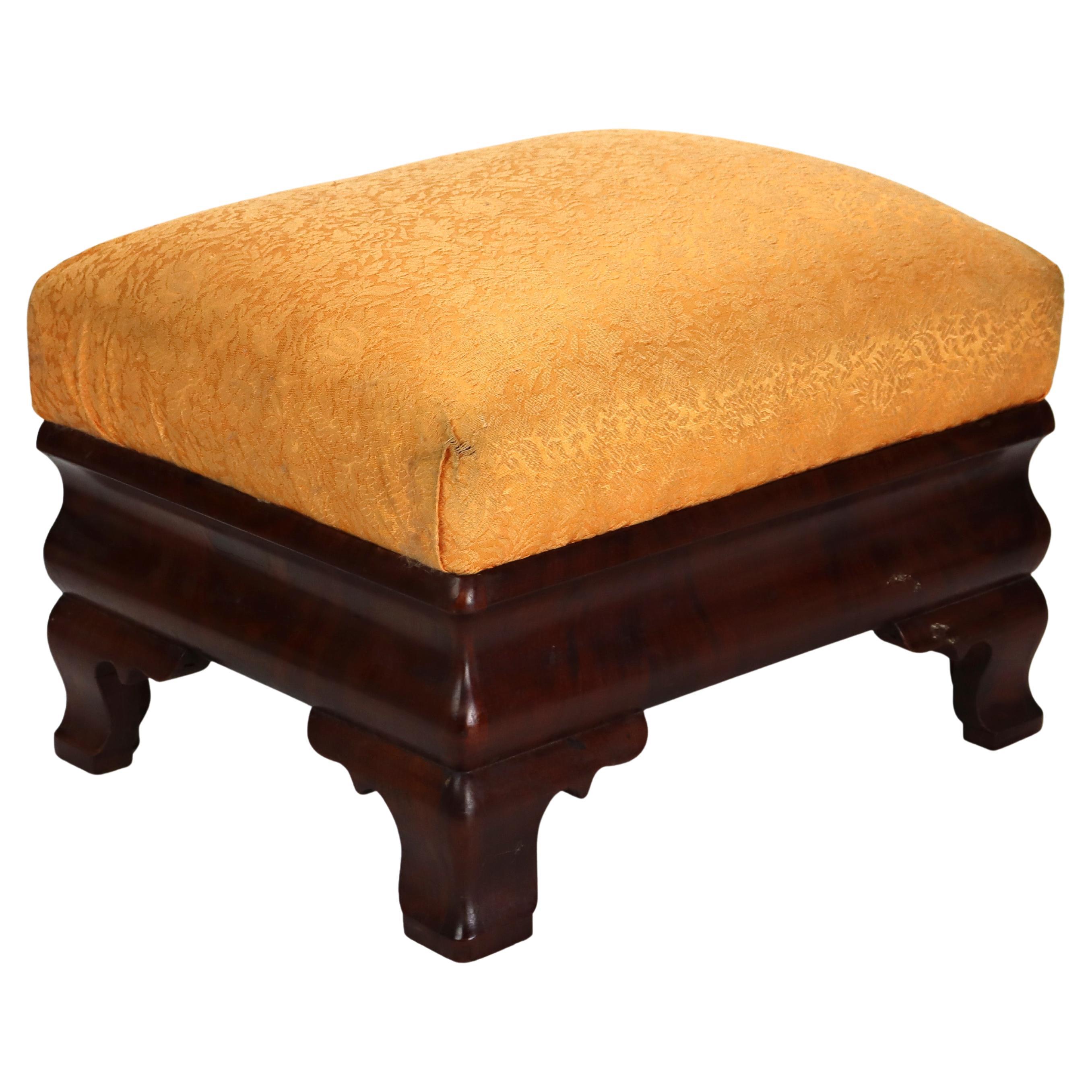 Antique American Empire Classical Flame Mahogany Footstool C1840 For Sale