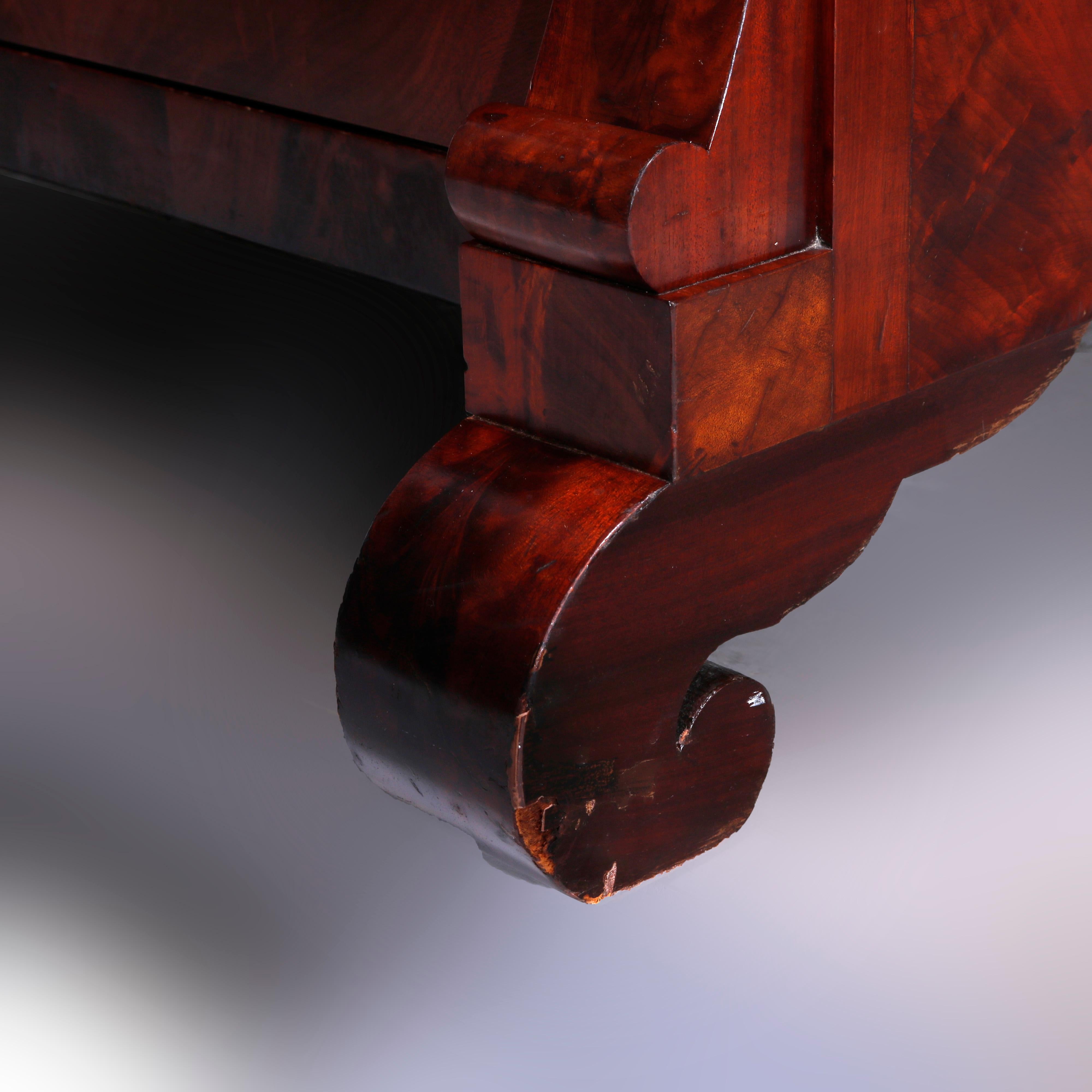 Antique American Empire Classical Flame Mahogany Secretary, c1840 16
