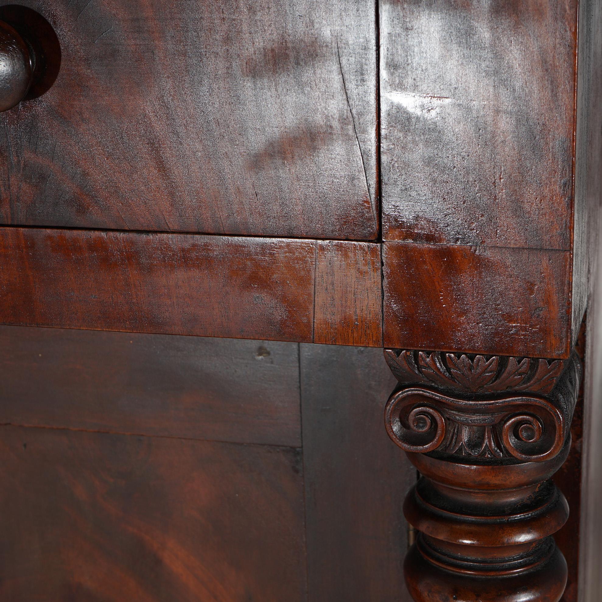 Antique American Empire Classical Greco Flame Mahogany Sideboard Circa 1860 7