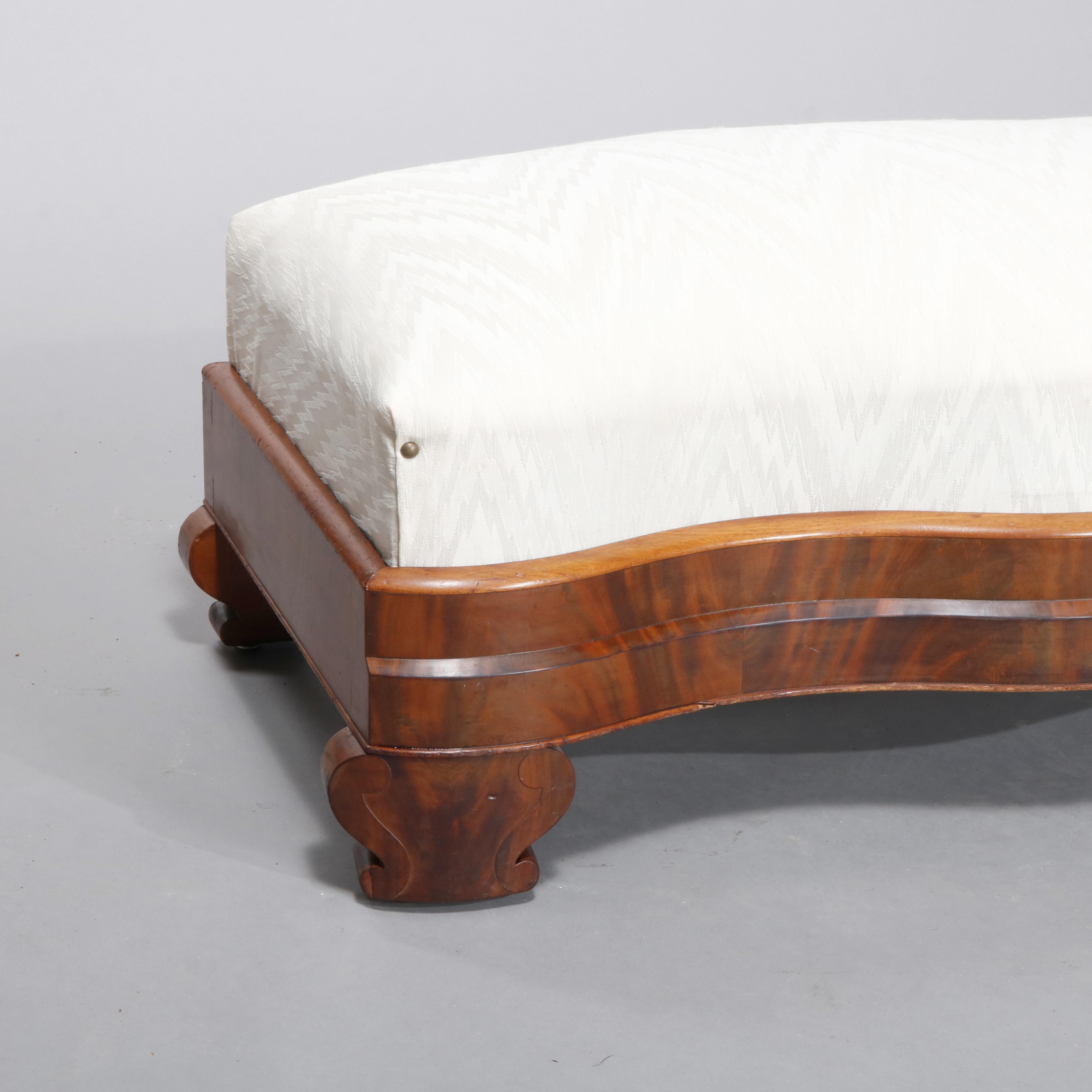 Upholstery American Empire Classical Serpentine Flame Mahogany Slipper Bench, circa 1840 For Sale