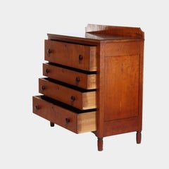 Antique American Empire Classical Tiger Maple & Cherry Four Drawer Chest C1840